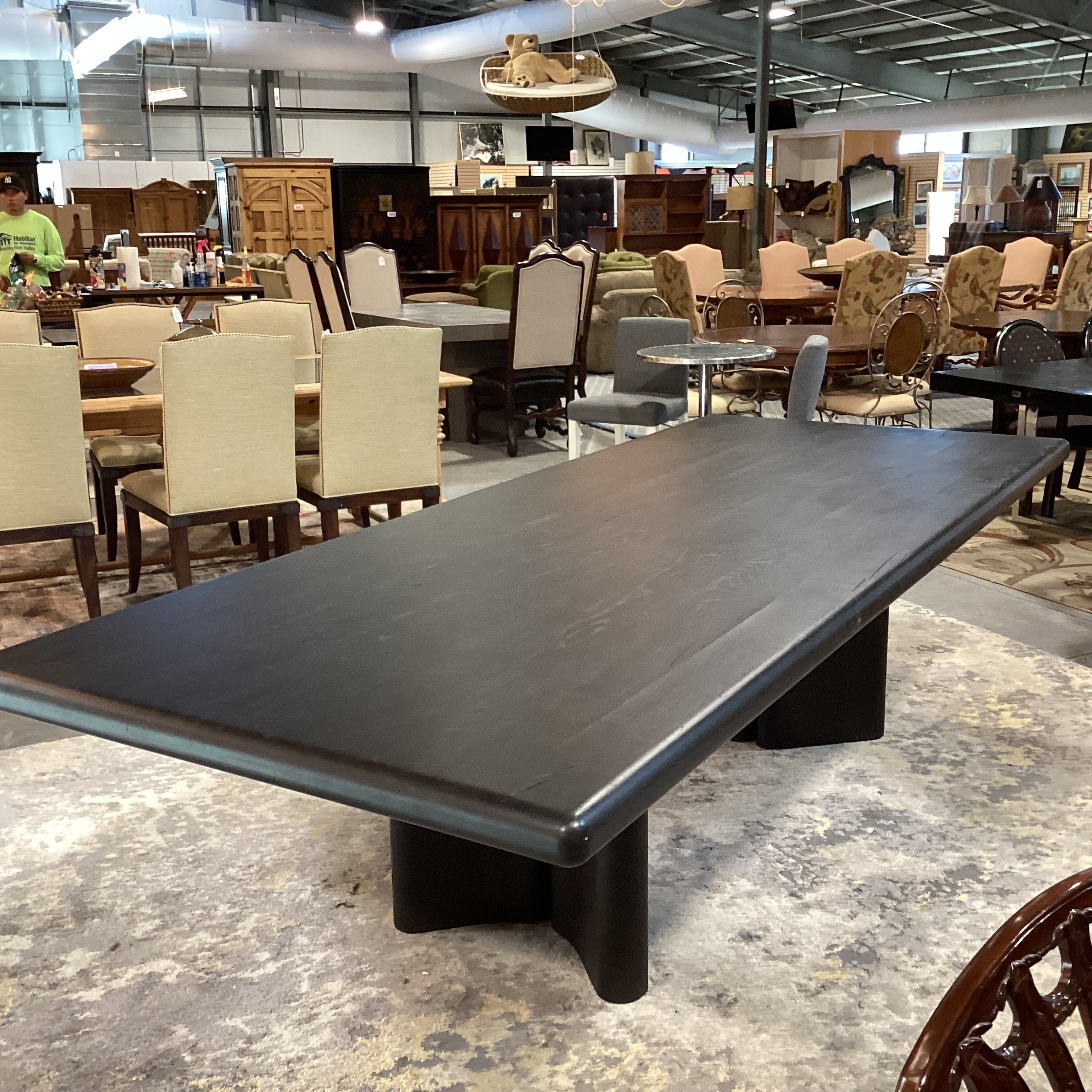 Four Hands Thomas Bina & Brazilian Designer Ronald Sasson Reclaimed French Oak Deep Espresso Finish Dining Table 118"x 47"x 30"