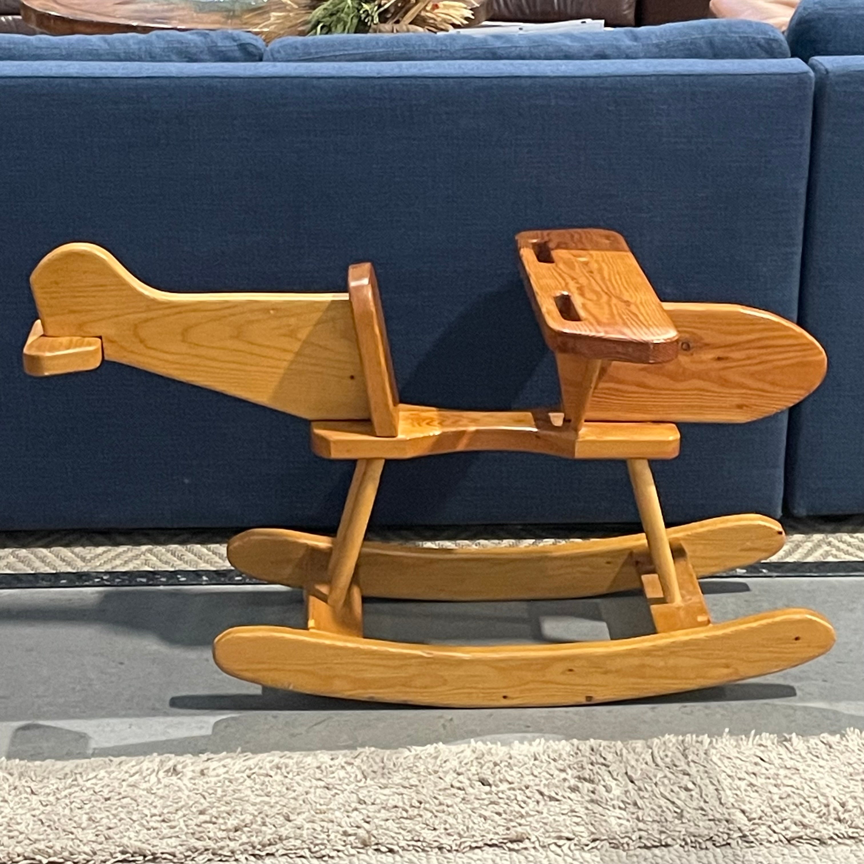 Handcrafted Child's Wooden Airplane Rocker, 48"x 26.5"x 28"