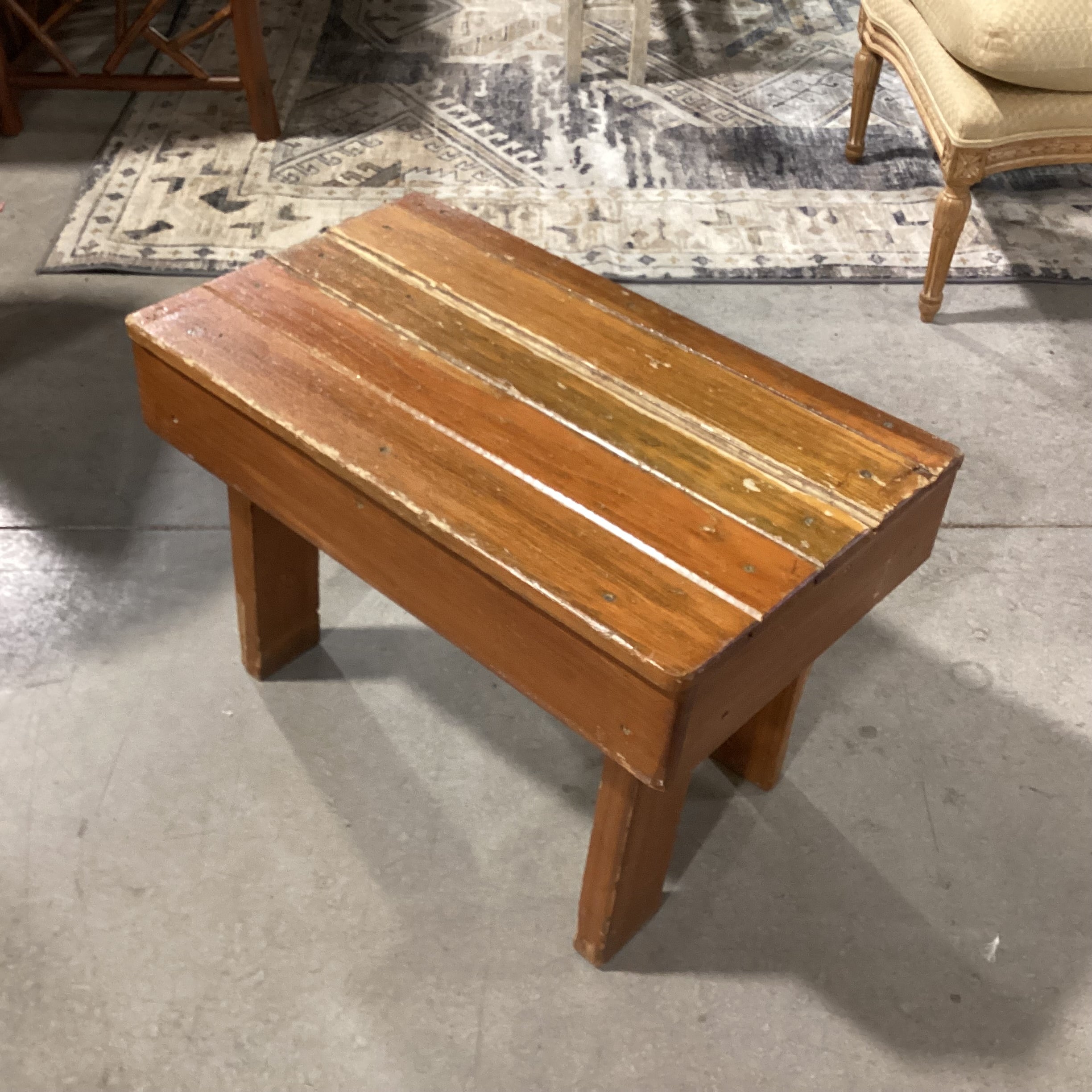 Vintage Hand Crafted Plank Stool End Table 26"x 15"x 17"