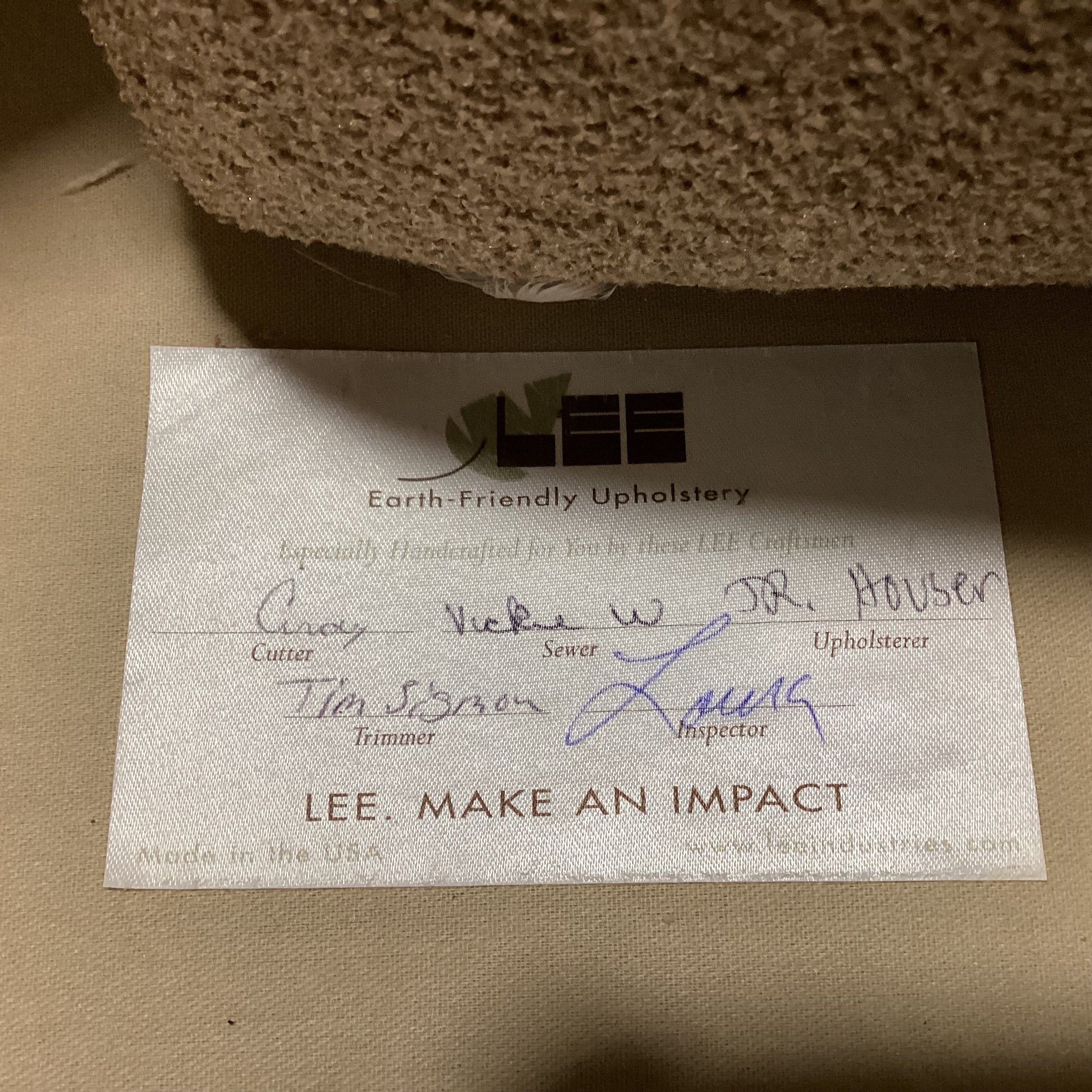 LEE Industries Golden Tan Raised Texture Woven Down Mix & Slope Arm Sofa 78"x 40"x 30"