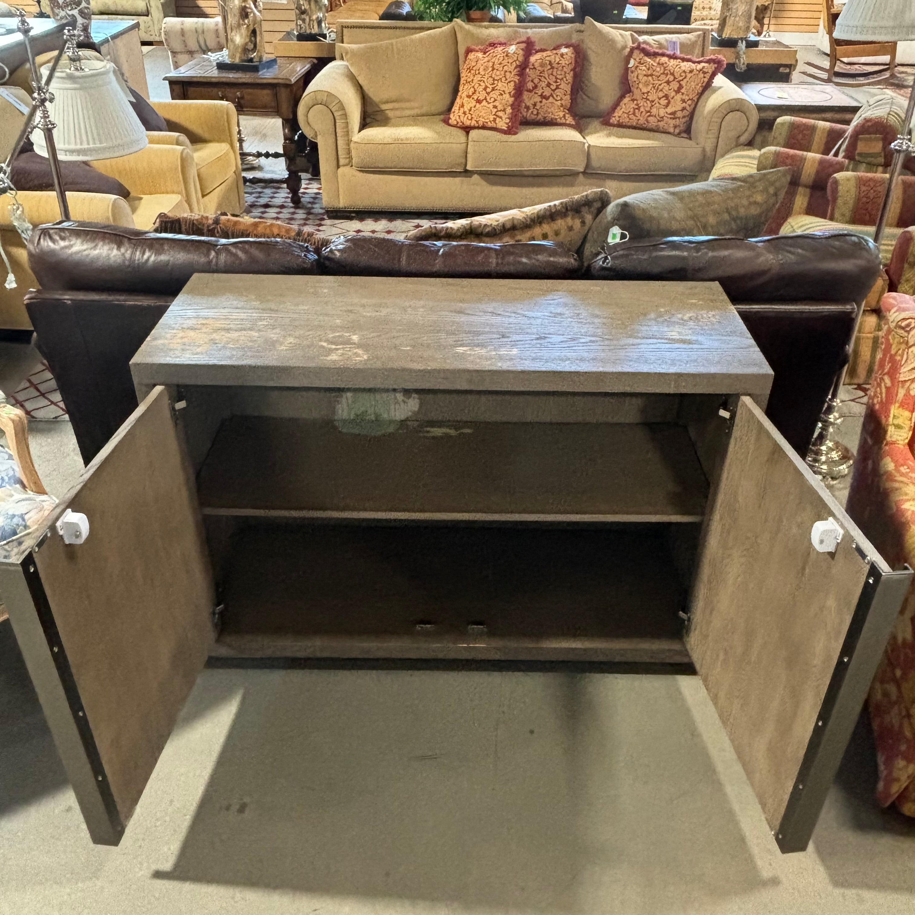 Restoration Hardware Solid Grey Finished Wood 2 Door Console 48"x 18"x 32"