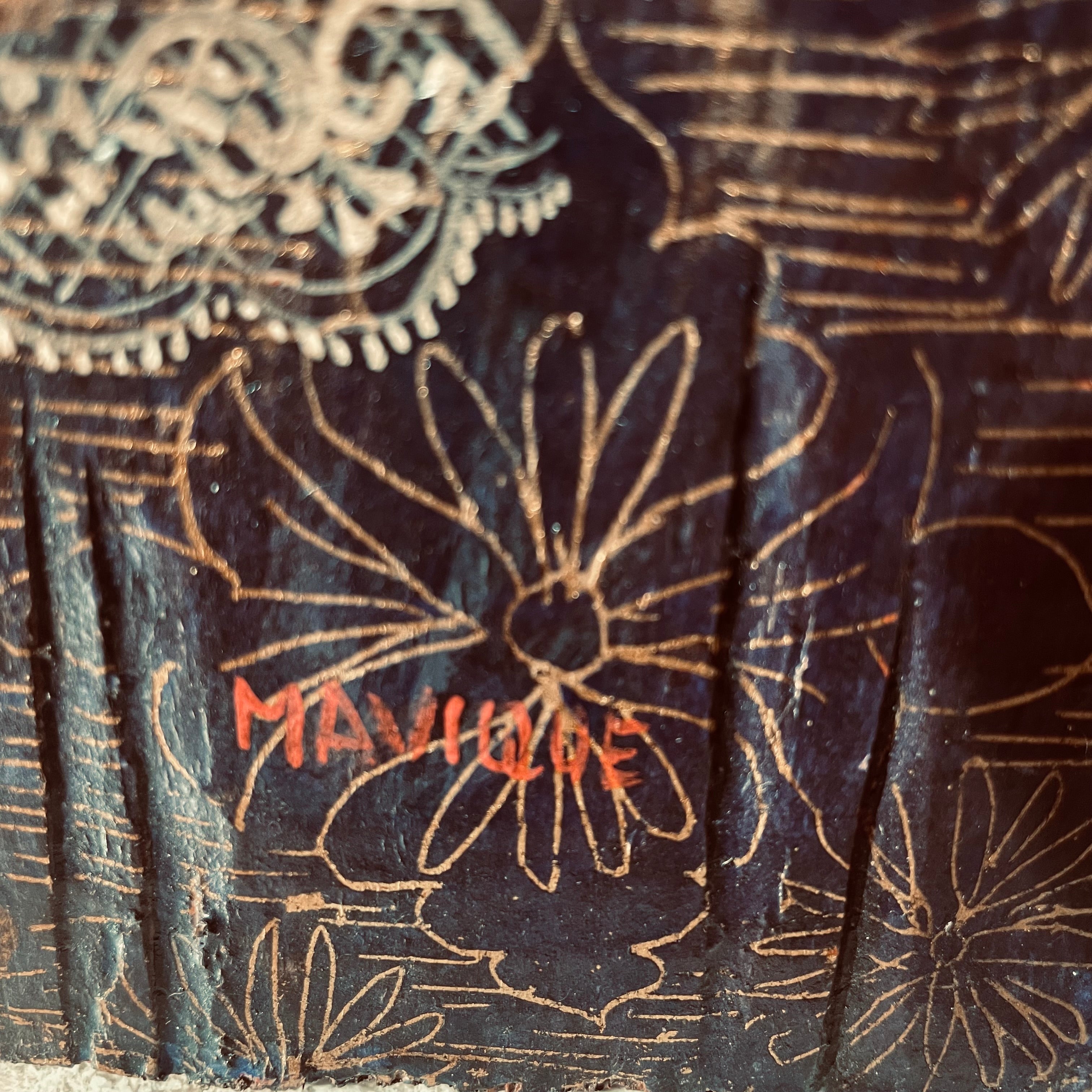 Vintage Cuzco Style Handpainted on Wood Angel Con Cetro, from Raul Mercier Design