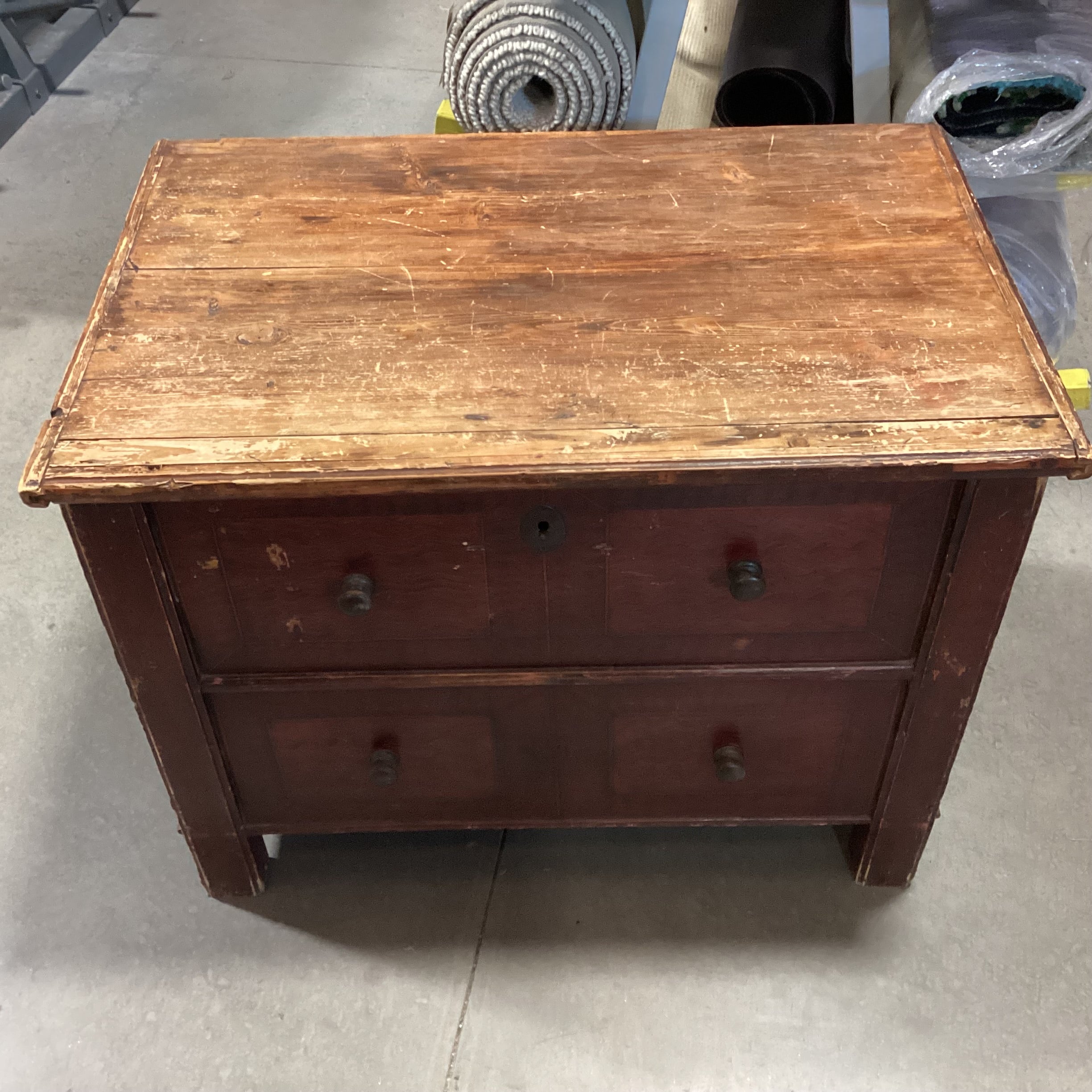 Antique Wood Faux Front Drawers Lift Top Storage Blanket Chest Trunk 38"x 24.5"x 29"