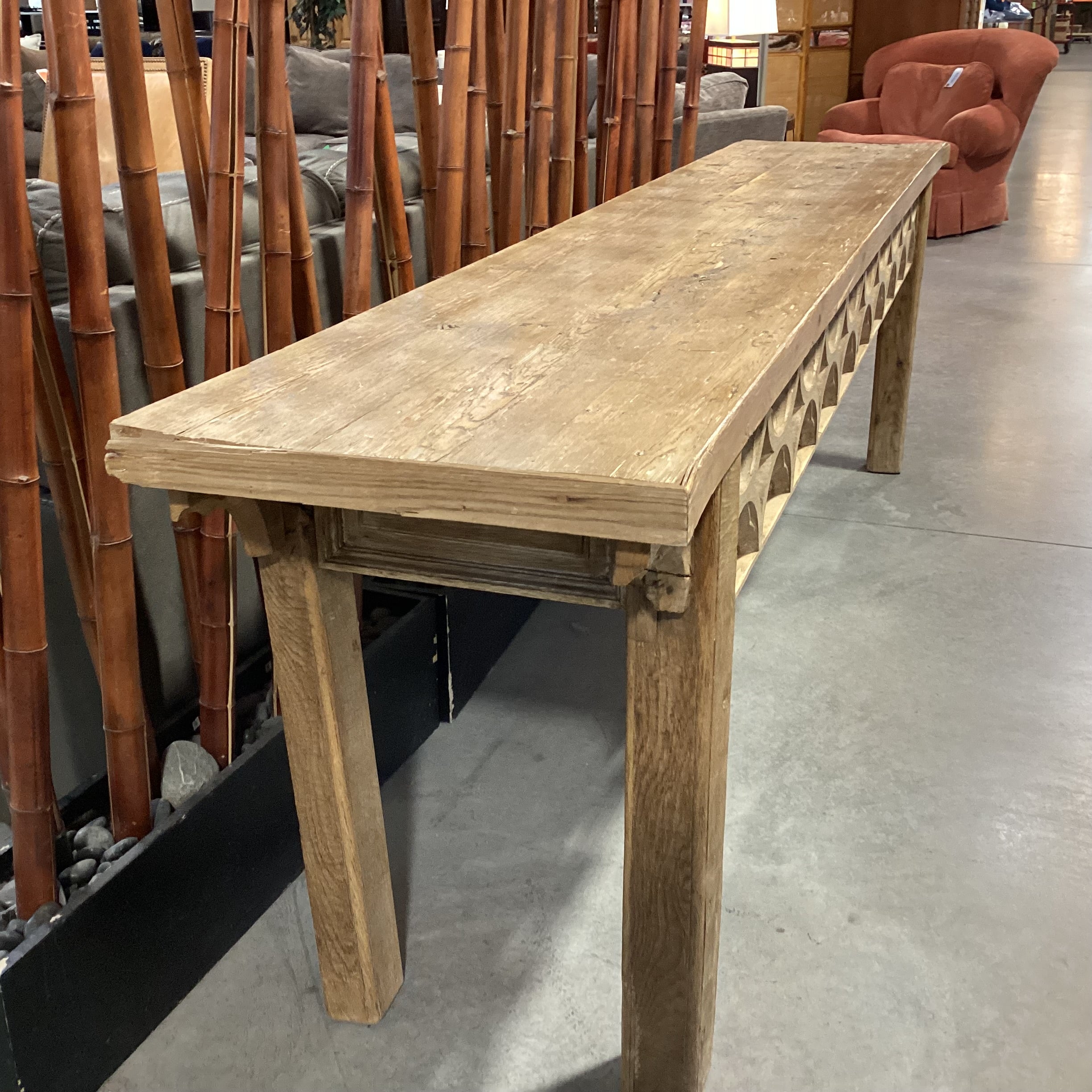 Antique Natural Distressed Wood Sofa Table 108"x 21"x 32"