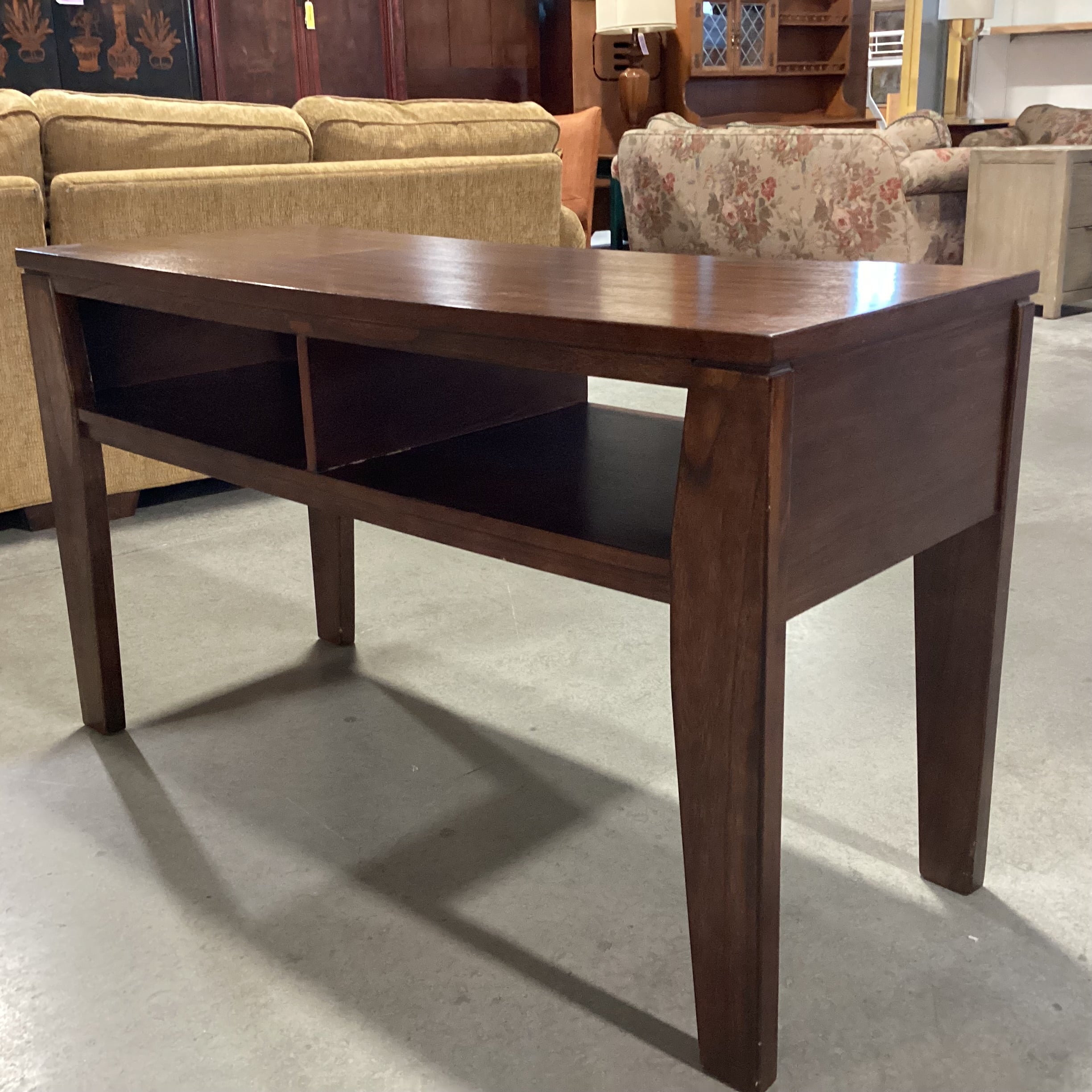 Dark Finish Wood with Open Cubbies Console Sofa Table 48"x 19"x 28"