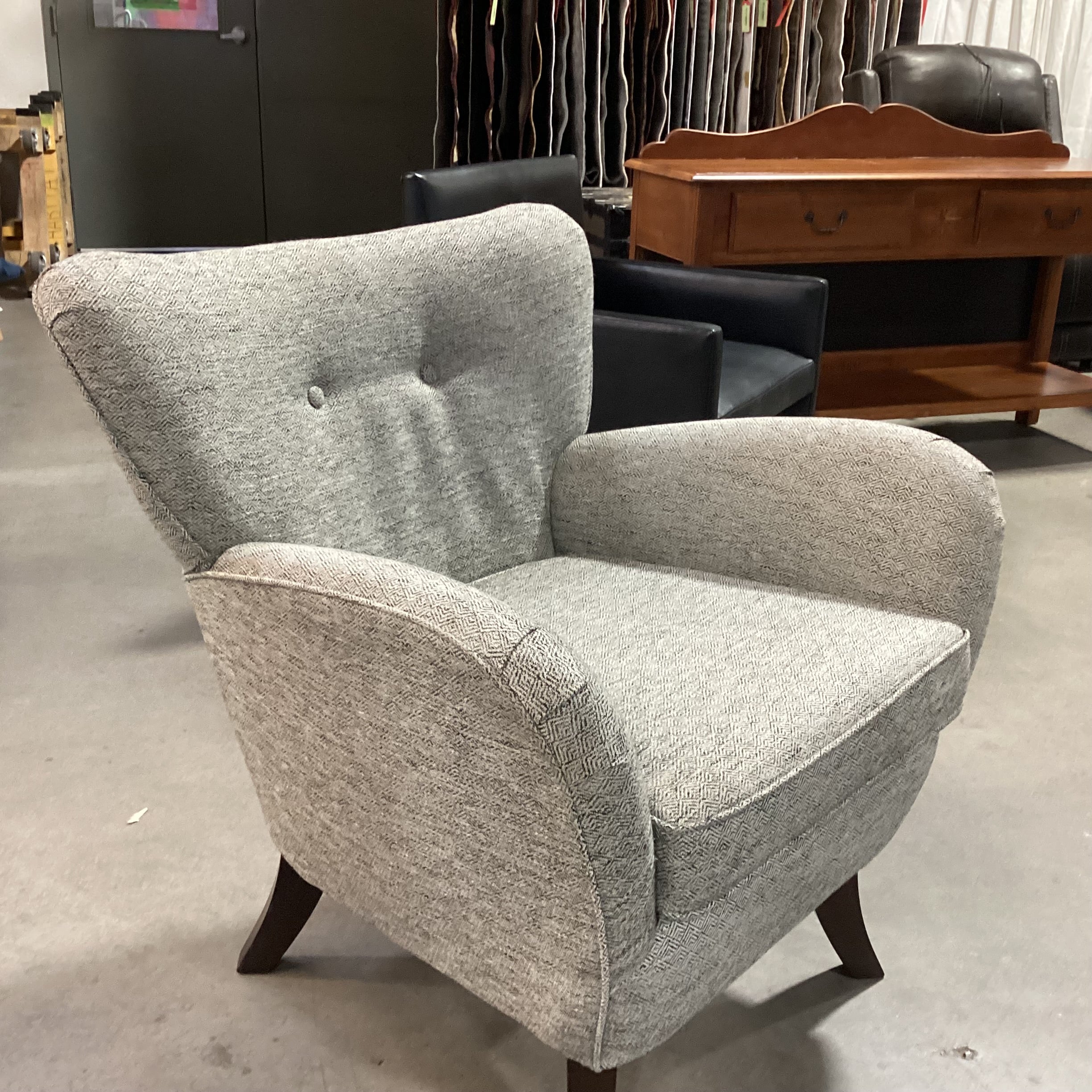 Best Home Bethany Mid Century Style Ivory Black Woven Chair 30"x 30"x 32"
