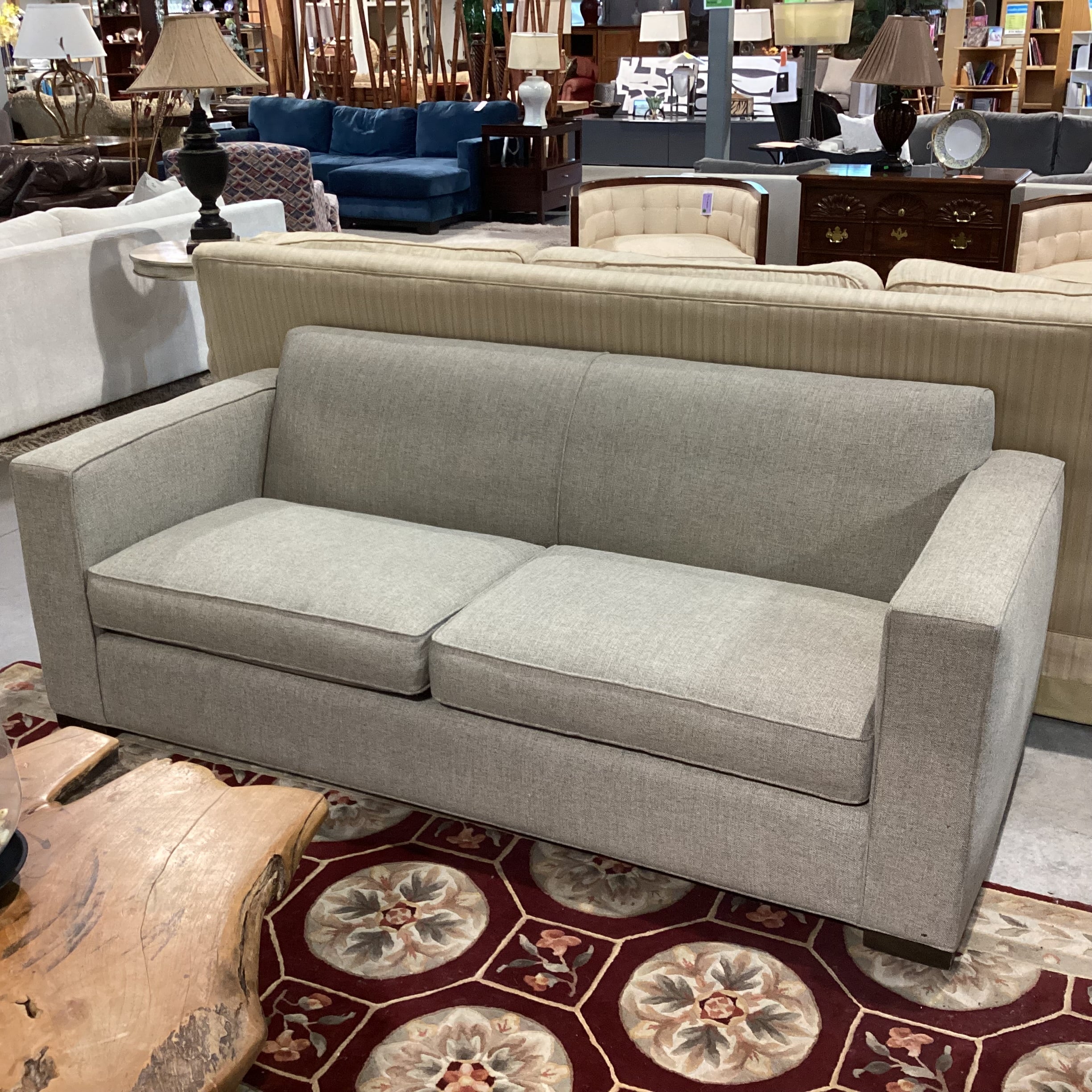 McCreary Modern Room & Board Heathered Beige Grey Woven Modern Track Arm Sofa 82"x 36"x 32"