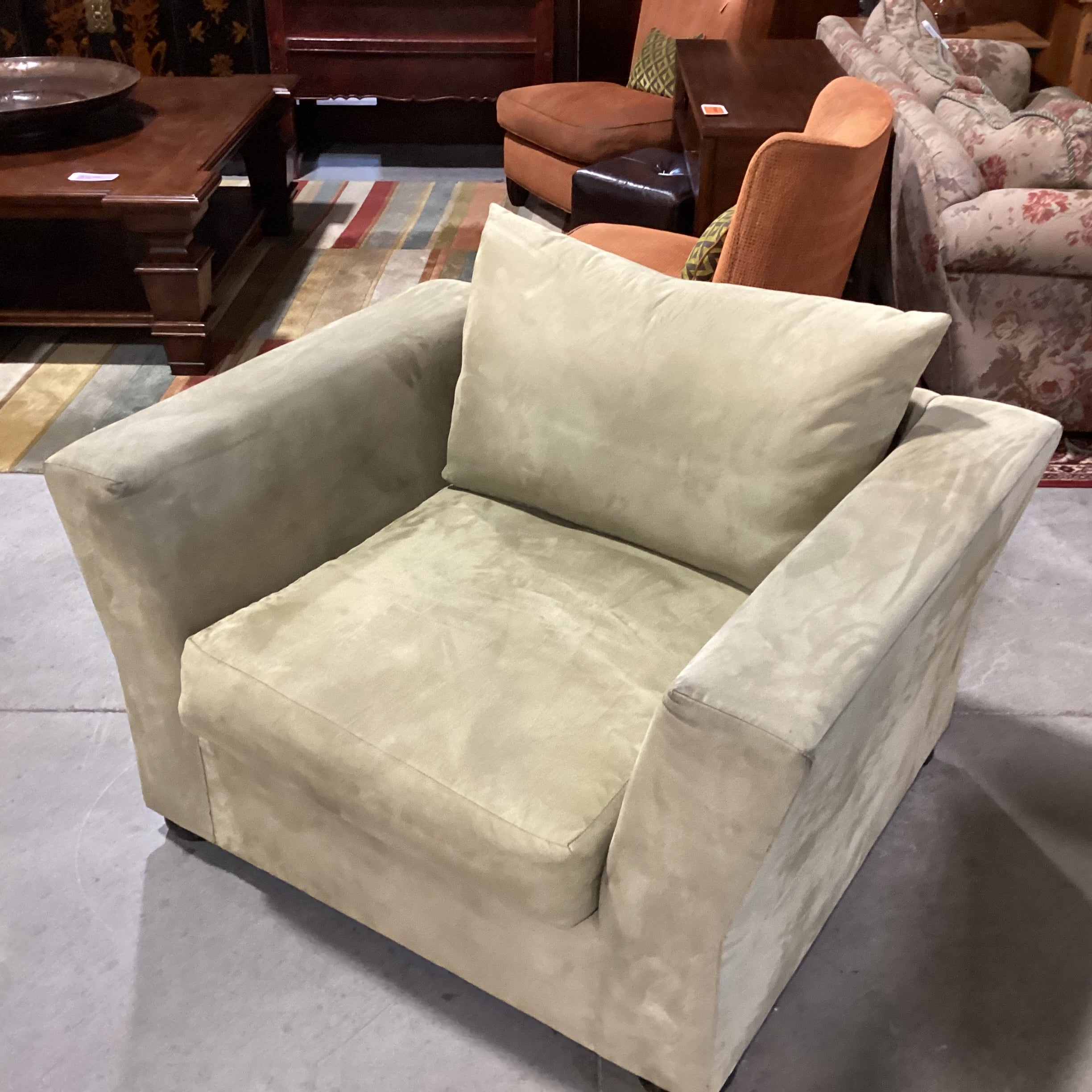 Light Sage Ultra Suede Oversized Chair 46"x 37"x 27"