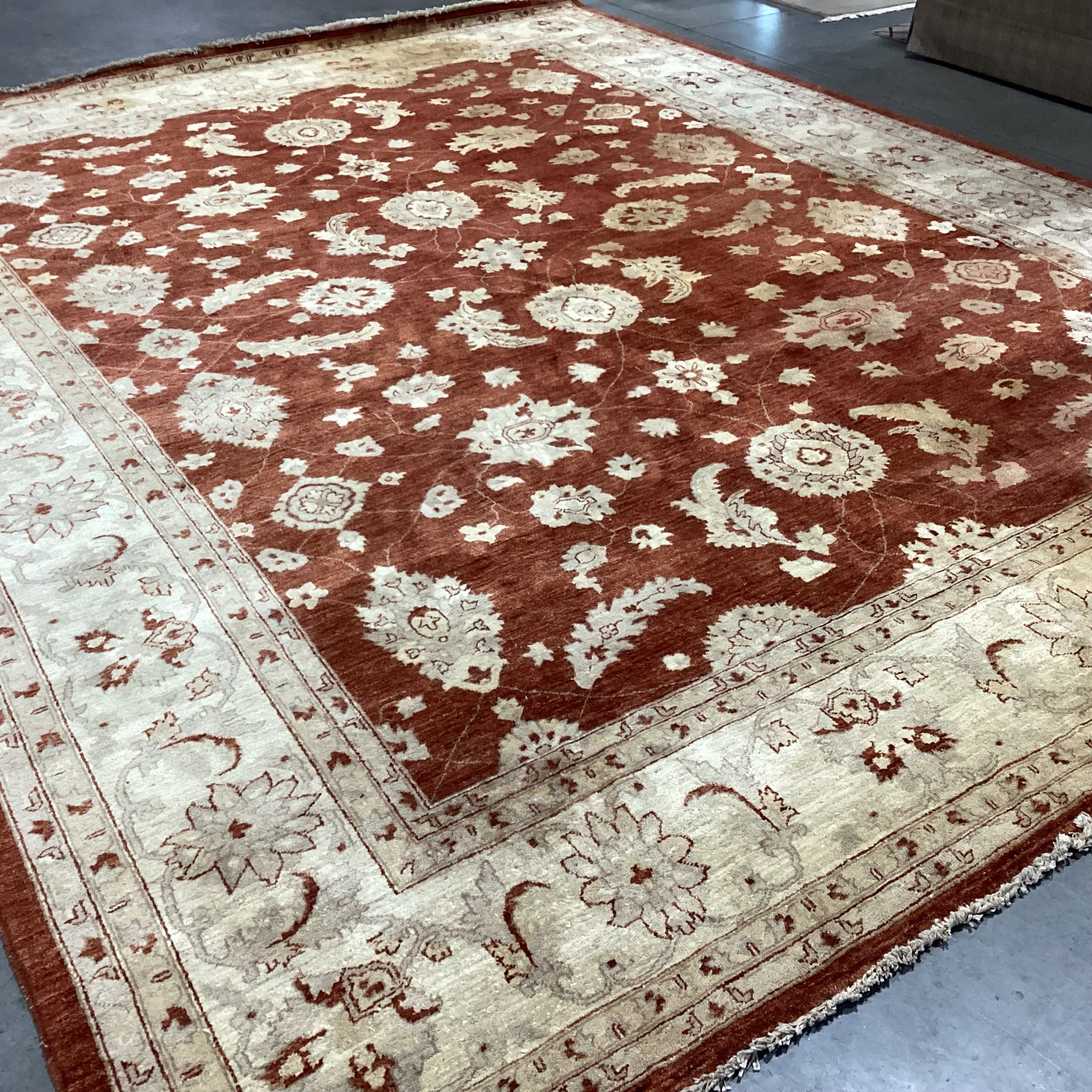 Red Rust & Gold Hand Woven Wool Rug 10'7"x 13'9"
