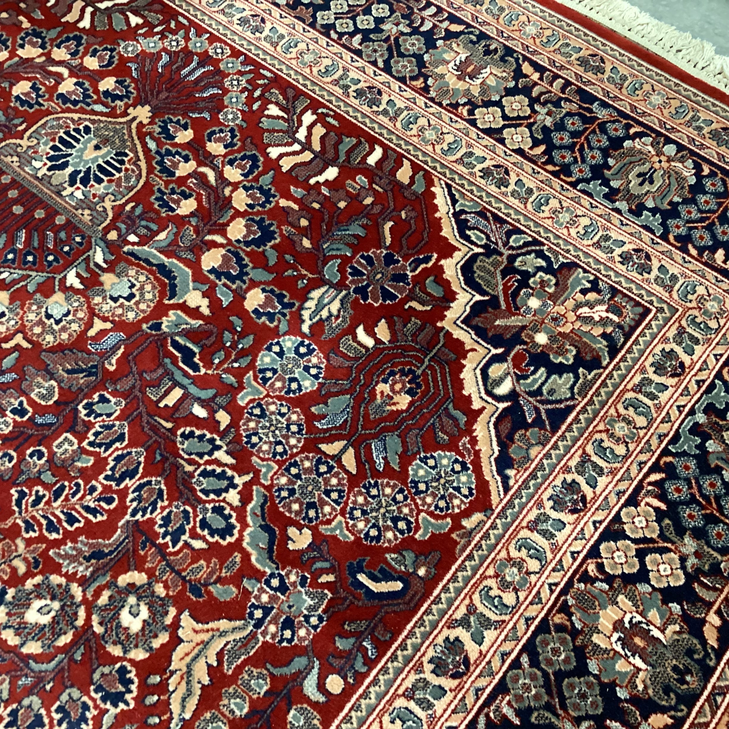 Foreign Accents Rug Gallery Red Navy Ornate Floral with Border & Fringe Rug 8'2"x 11'5"