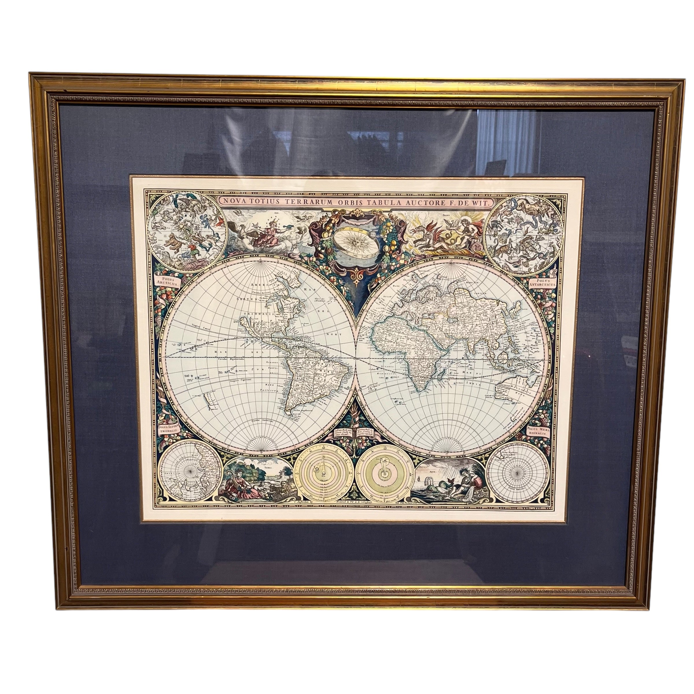 Antique World Map Wall Decor; 33.25"x 28.25"