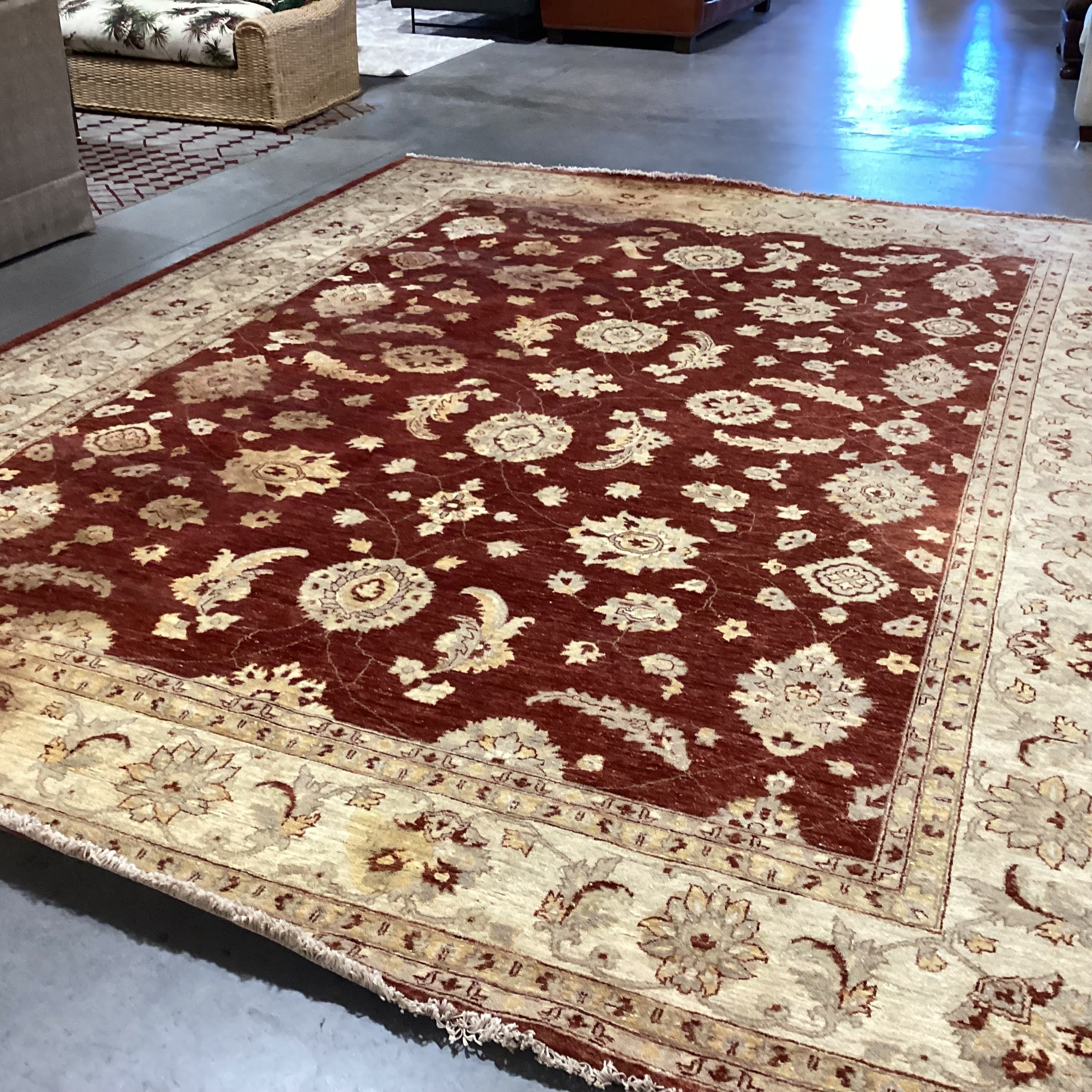 Red Rust & Gold Hand Woven Wool Rug 10'7"x 13'9"