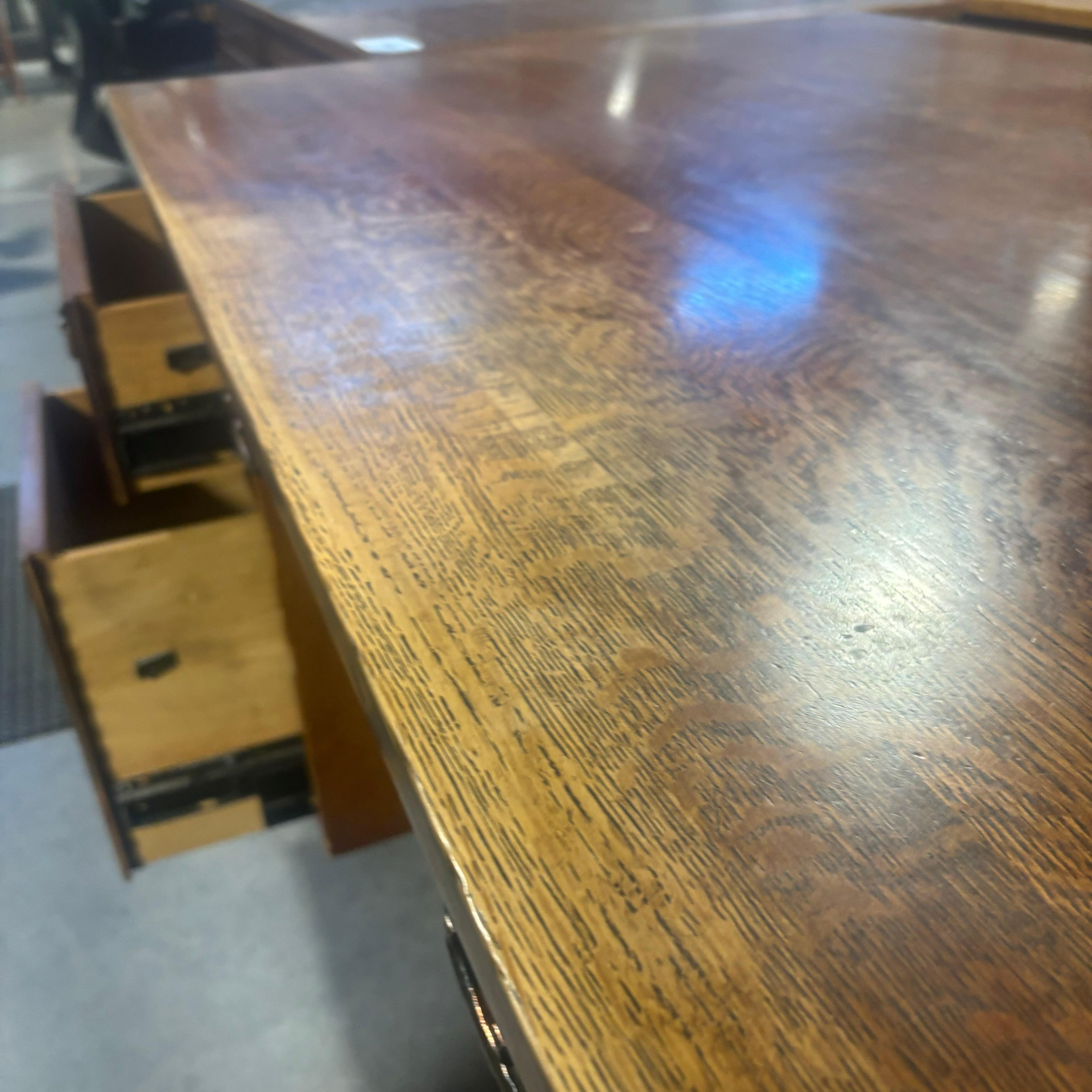 Stickley Solid Wood 5 Drawer with Hammered Copper Pulls Desk 72"x 36"x 30.5"