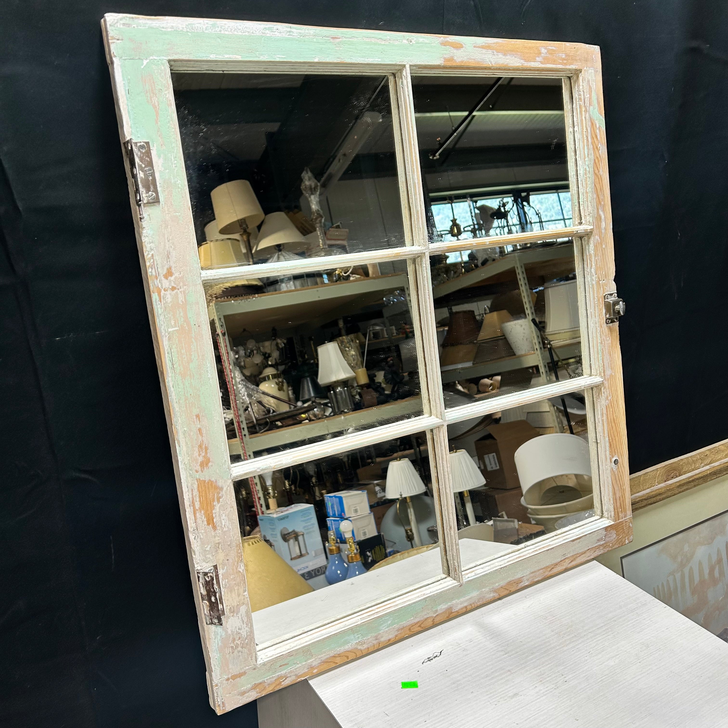 6 Panel Distressed Wood Mirror 28.5"x 31"
