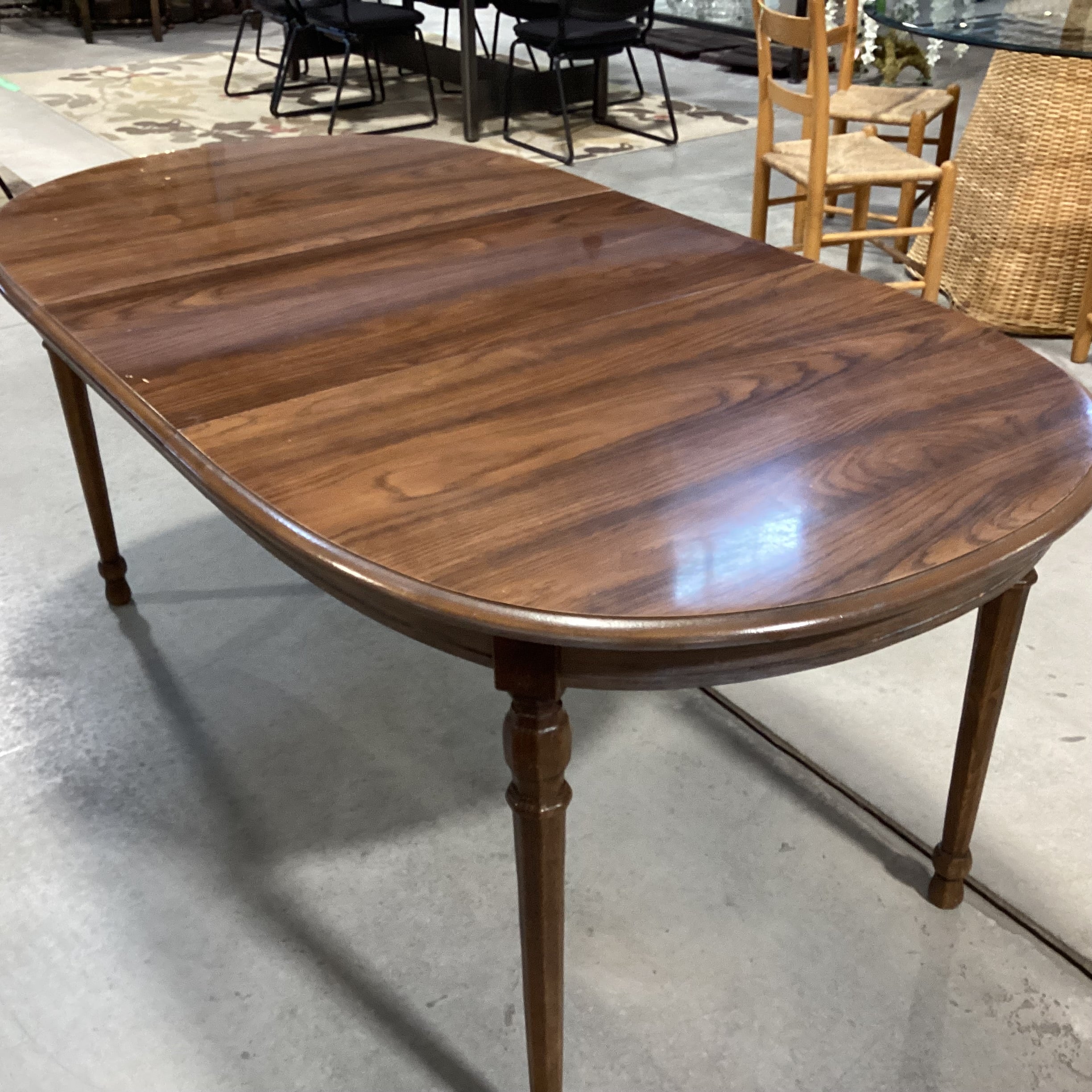 Vintage Carved Wood & Veneer 1 Leaf Oval Dining Table 70"x 38"x 29.5"