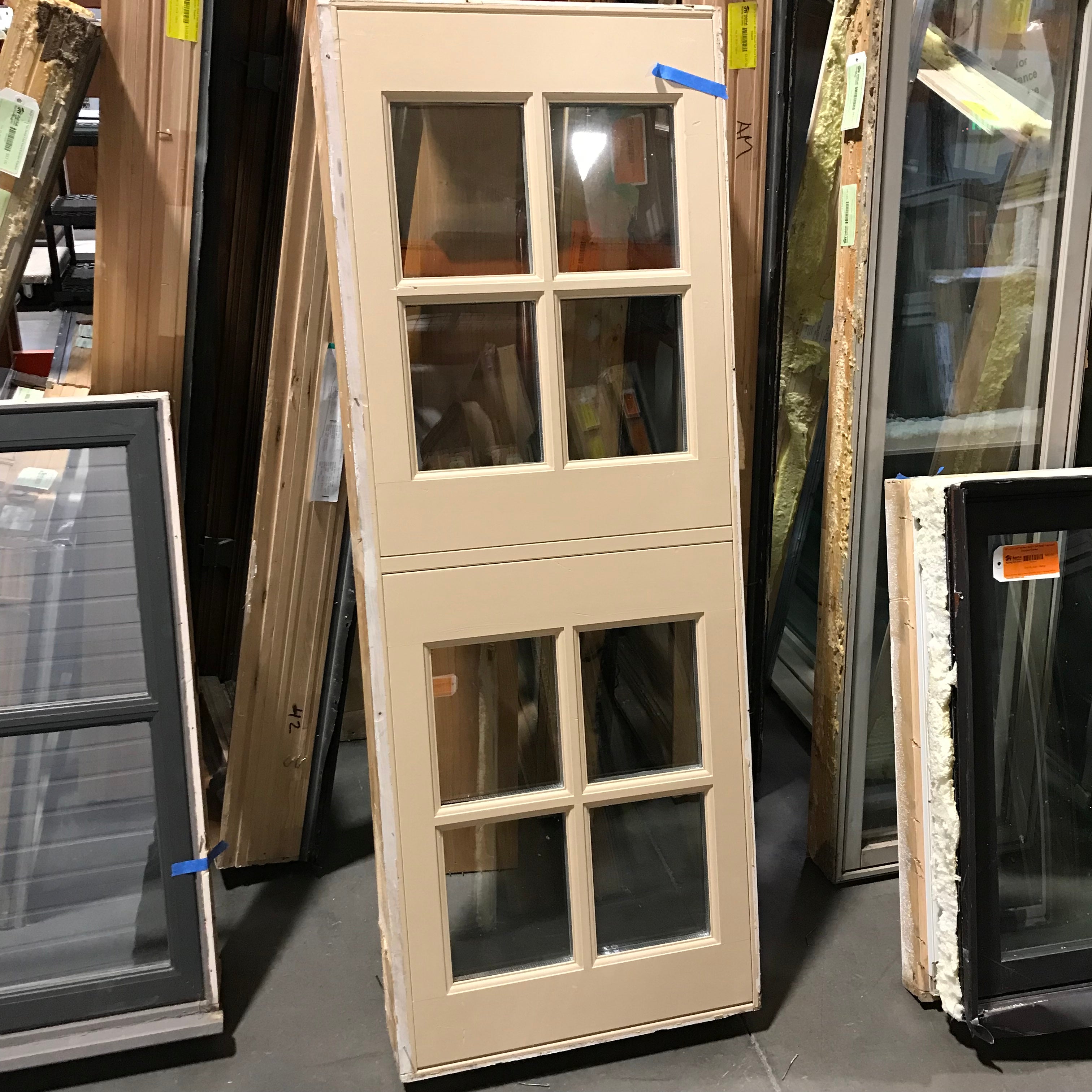 23.5"x 62.5"x 6.5" Tan Wood Clad 8 Pane Fixed Exterior Window