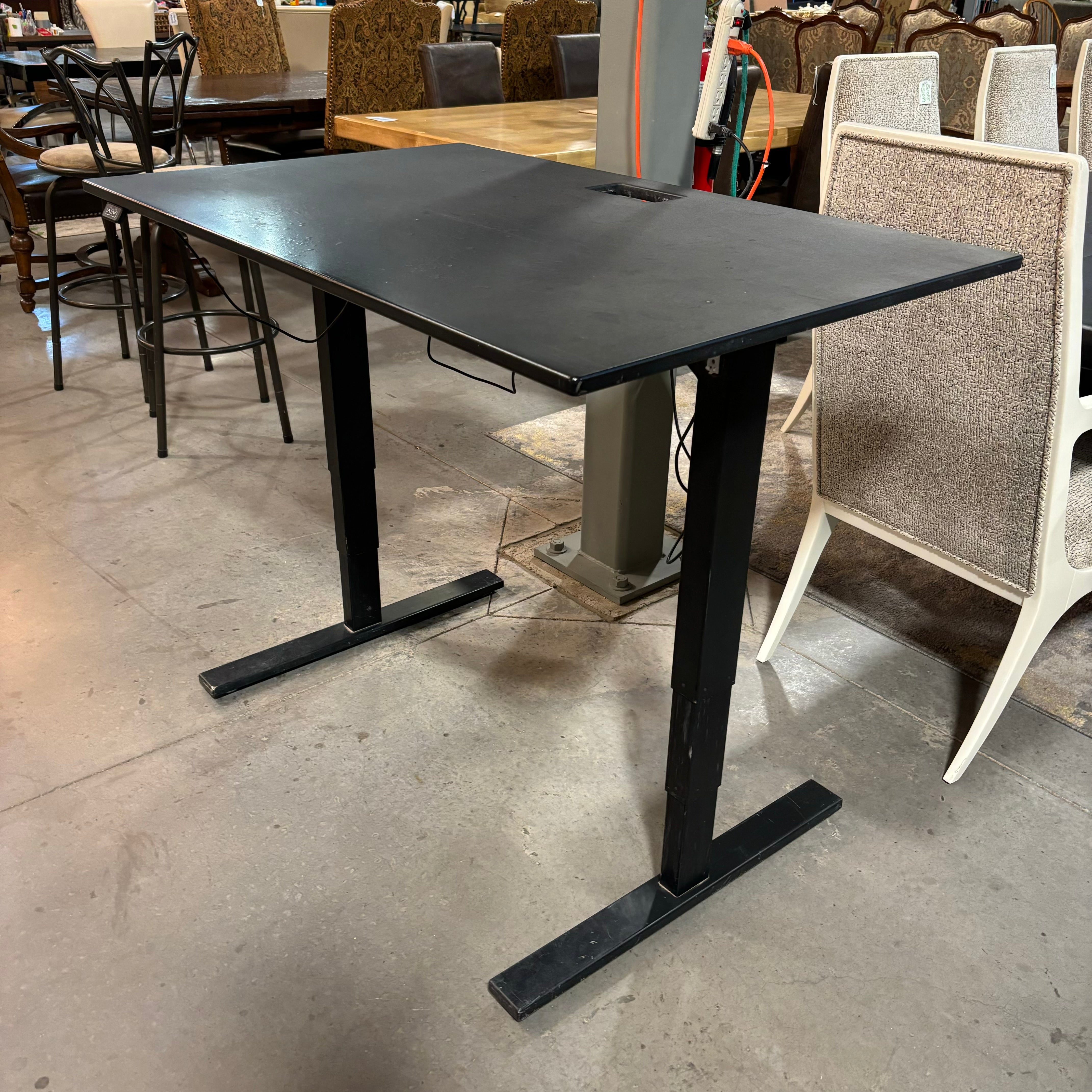 Evodesk Black Coated Wood & Steel Base Adjustable Height Sit to Stand Desk 48"x 30"x 24.5" to 50"