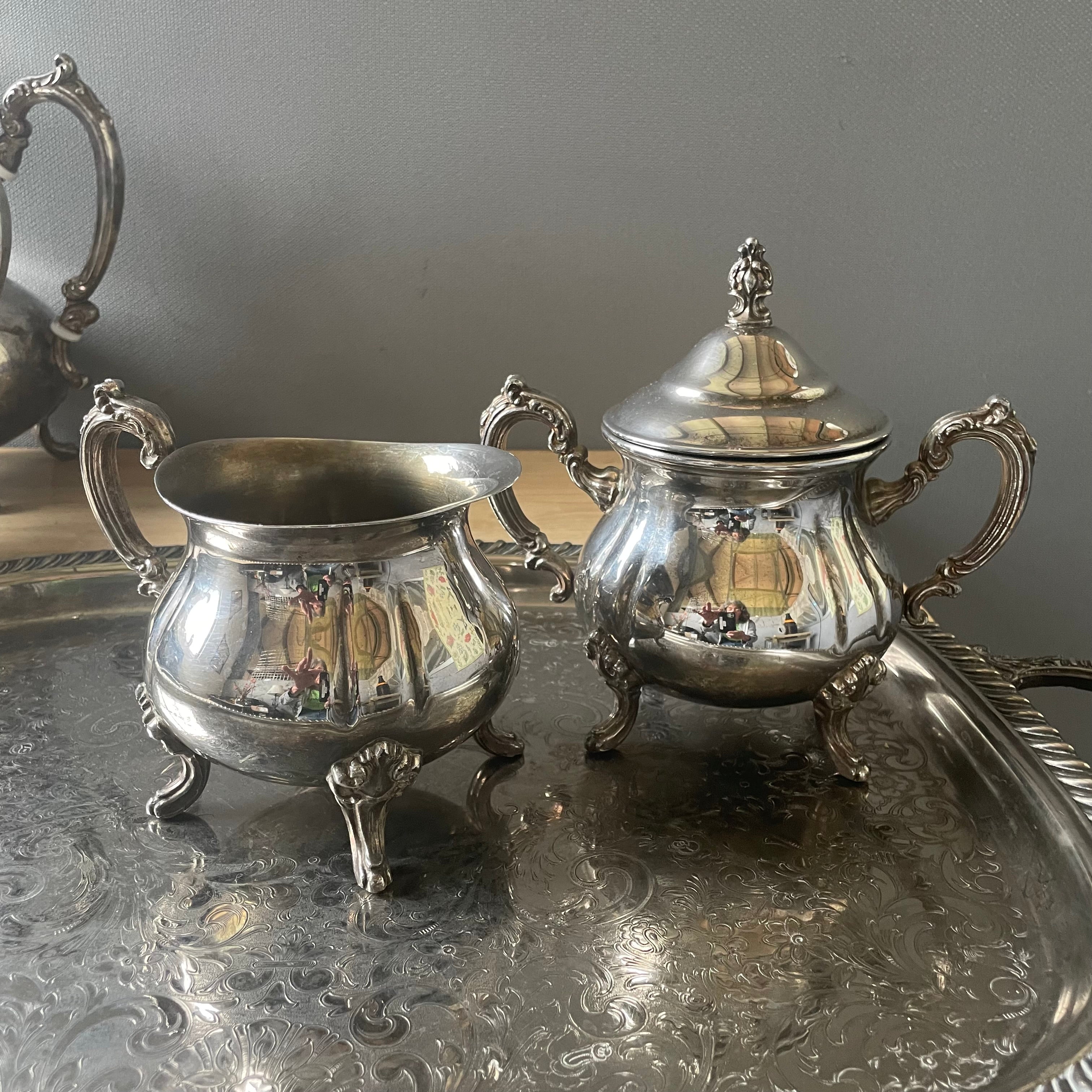 Vintage 5 Piece W&S Blackinton Baroque Style Silverplated Tea/Coffee Service