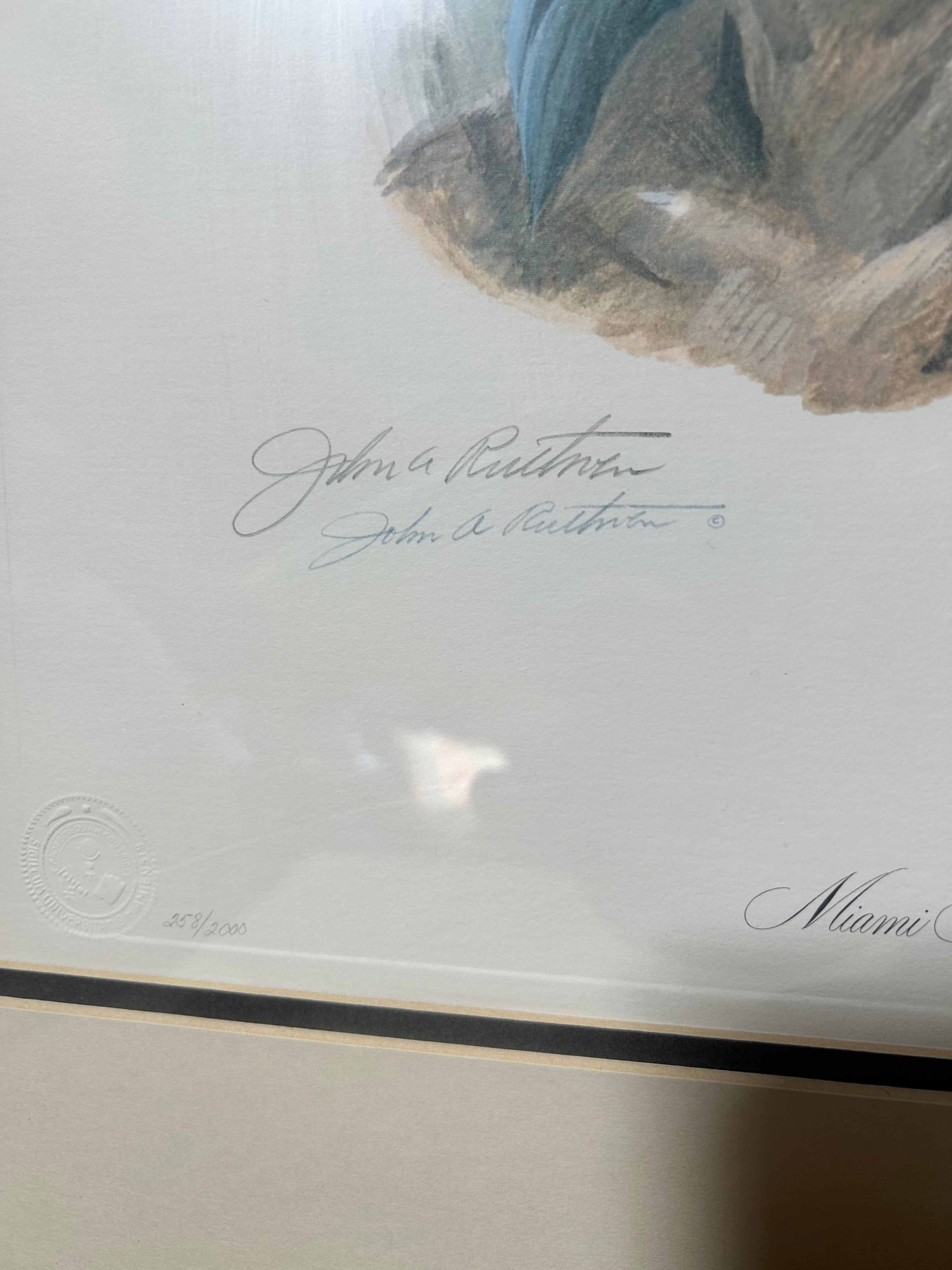 John A.Ruthven Limited Edition Lithograph Print Titled Miami Indian II" 20"x 23"