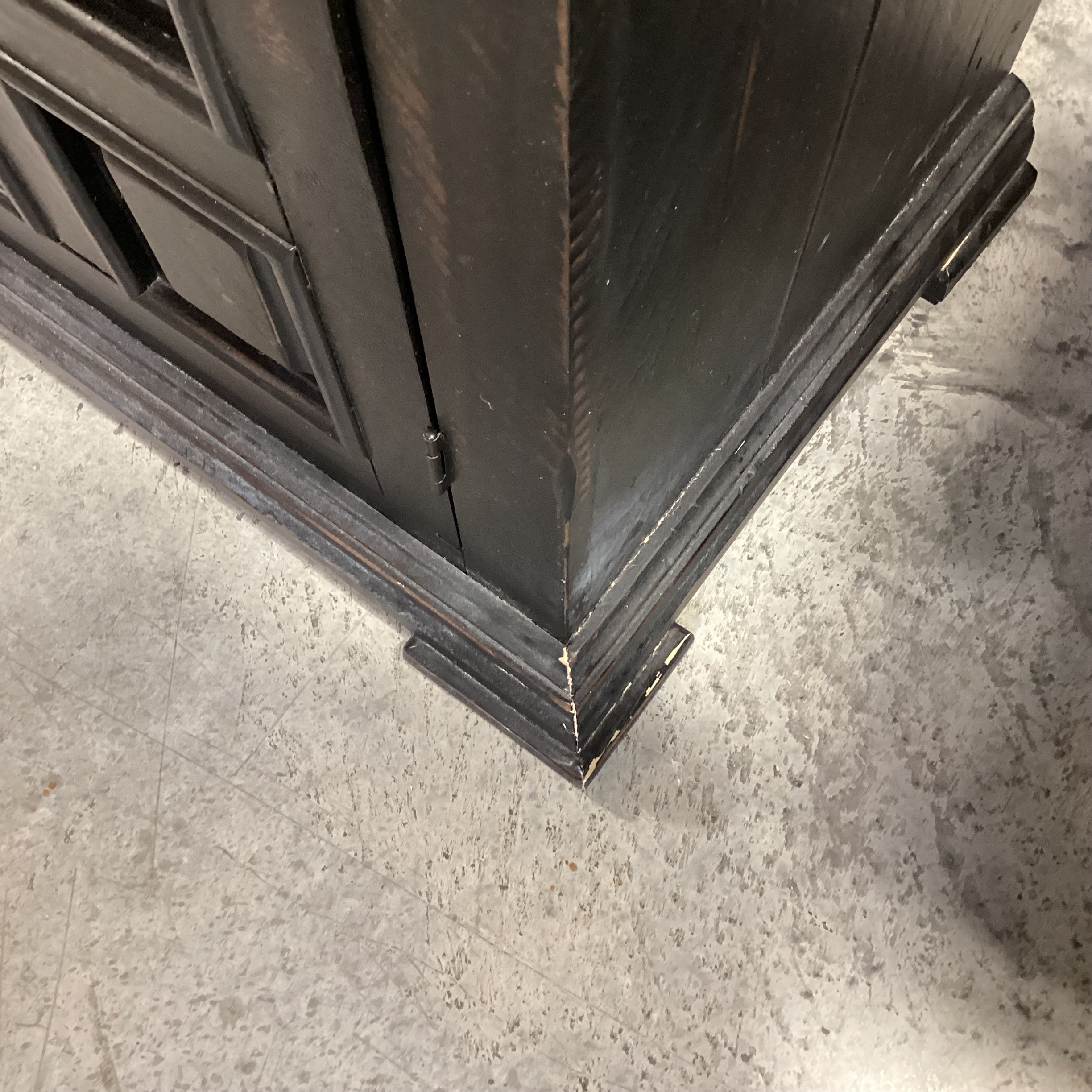 Black Distressed Wood 2 Door 3 Drawer Console Credenza 69"x 18.5"x 36"