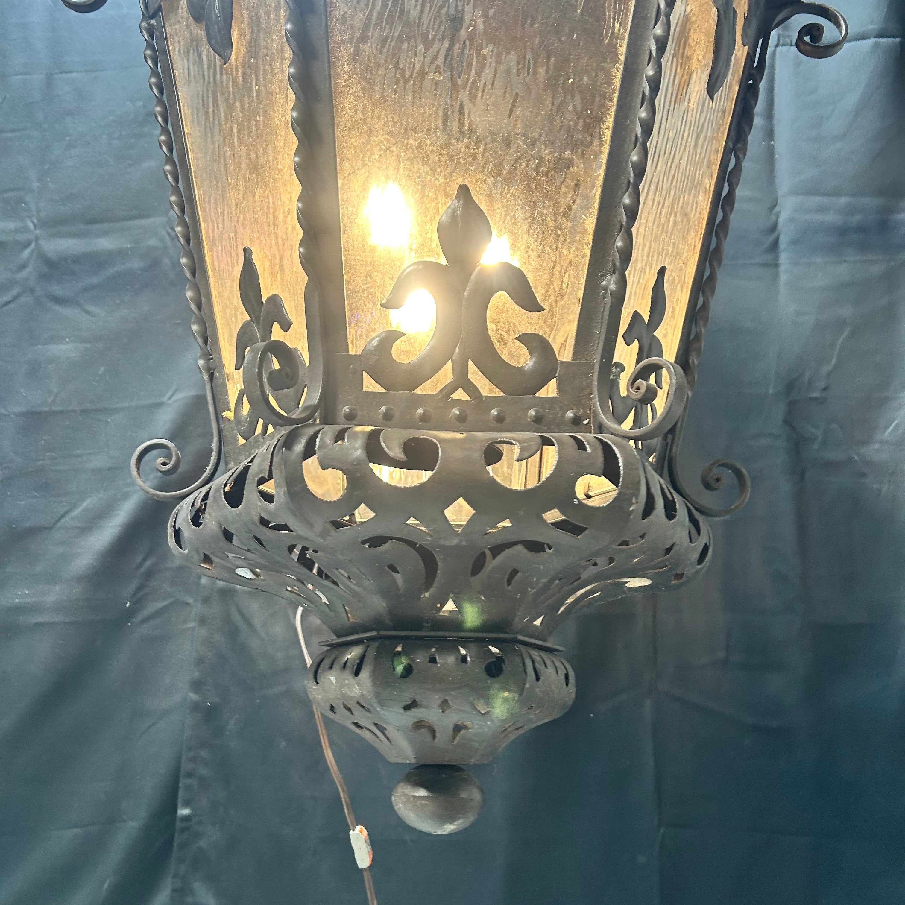 Spainsh Rivival Iron Large Wrought Iron Lantern 30"x 41"