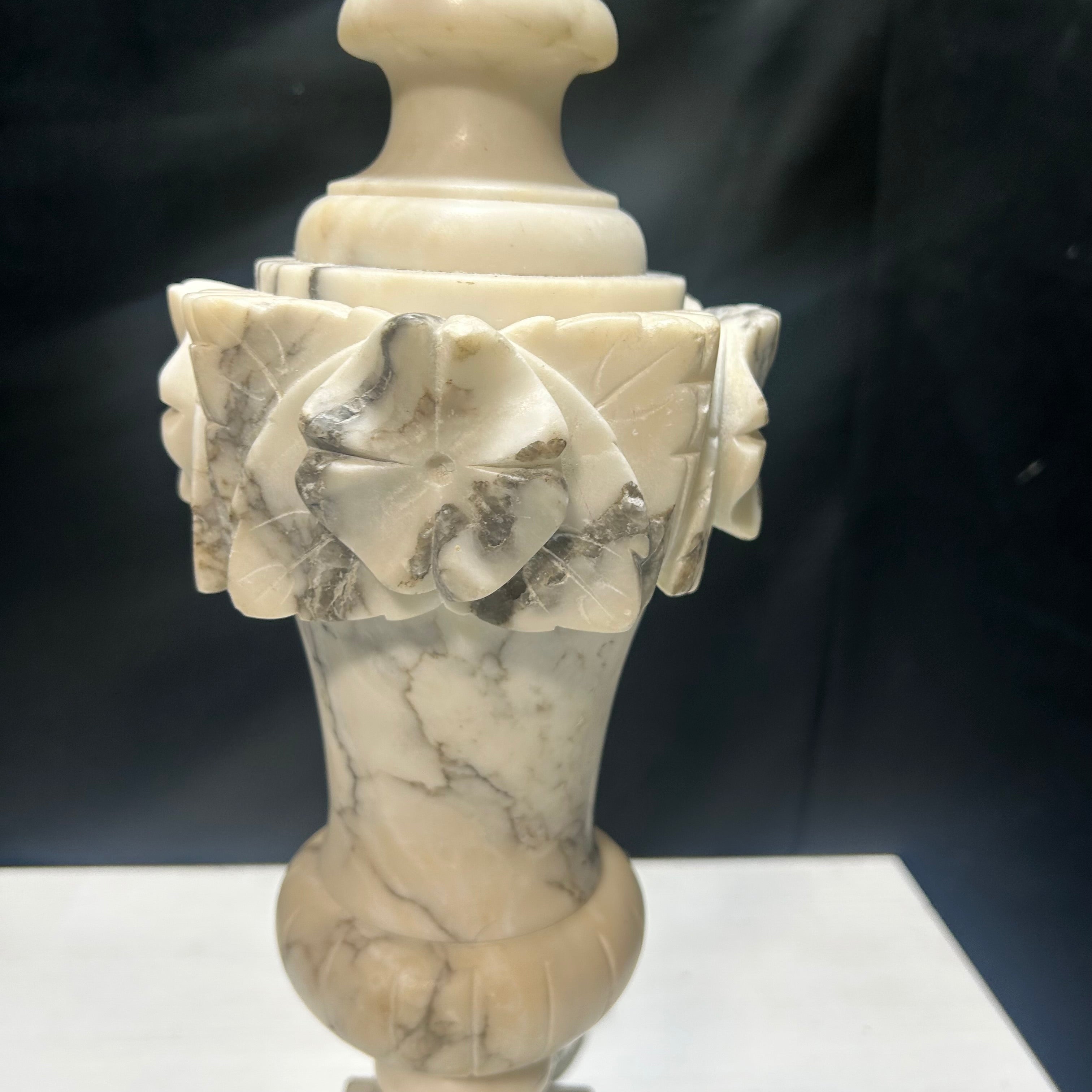 Vintage Italian Marble Hand Carved Table Lamp  5"x 26"