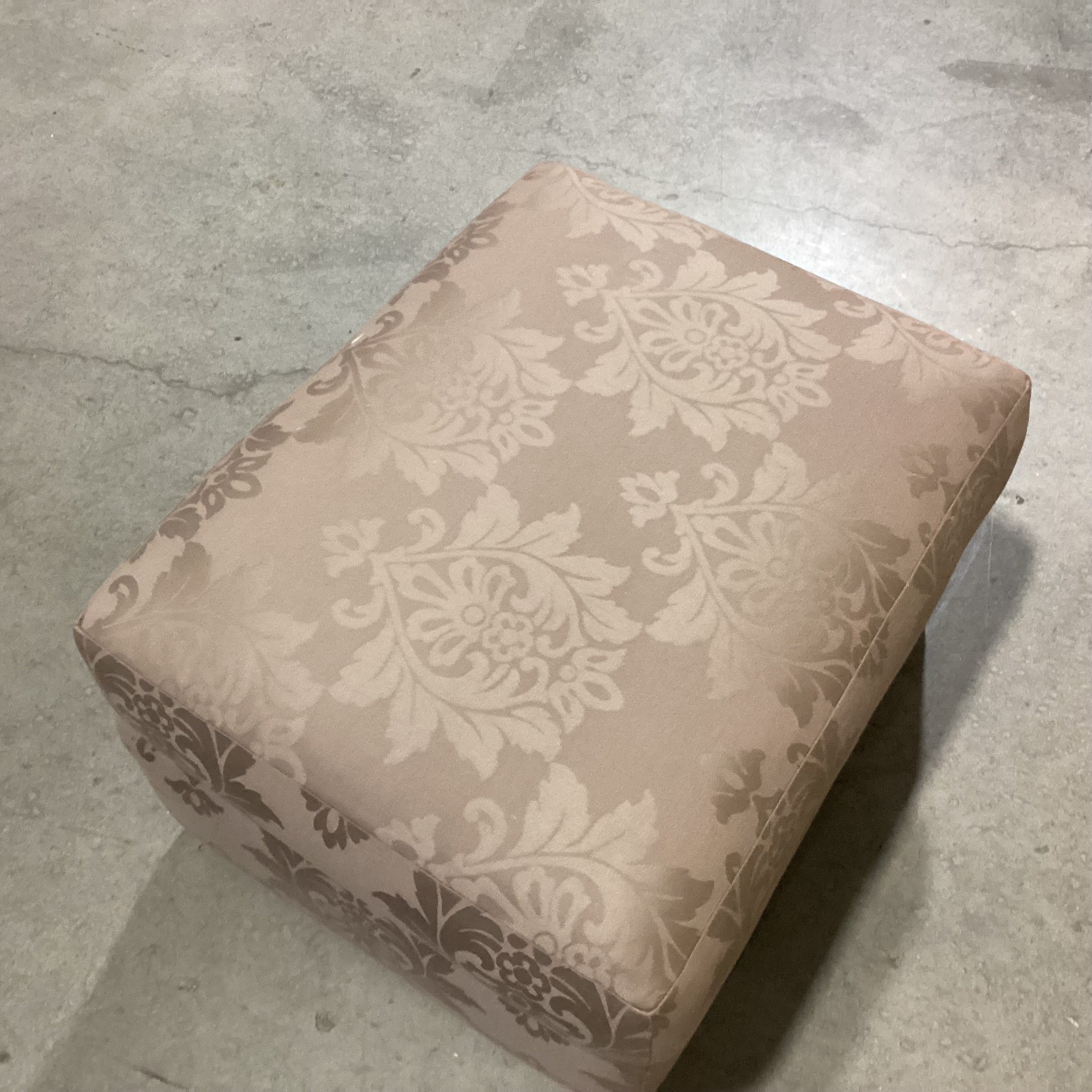 JJ Custom Taupe Brown with Ornate Floral Ottoman 30"x 24"x 17"