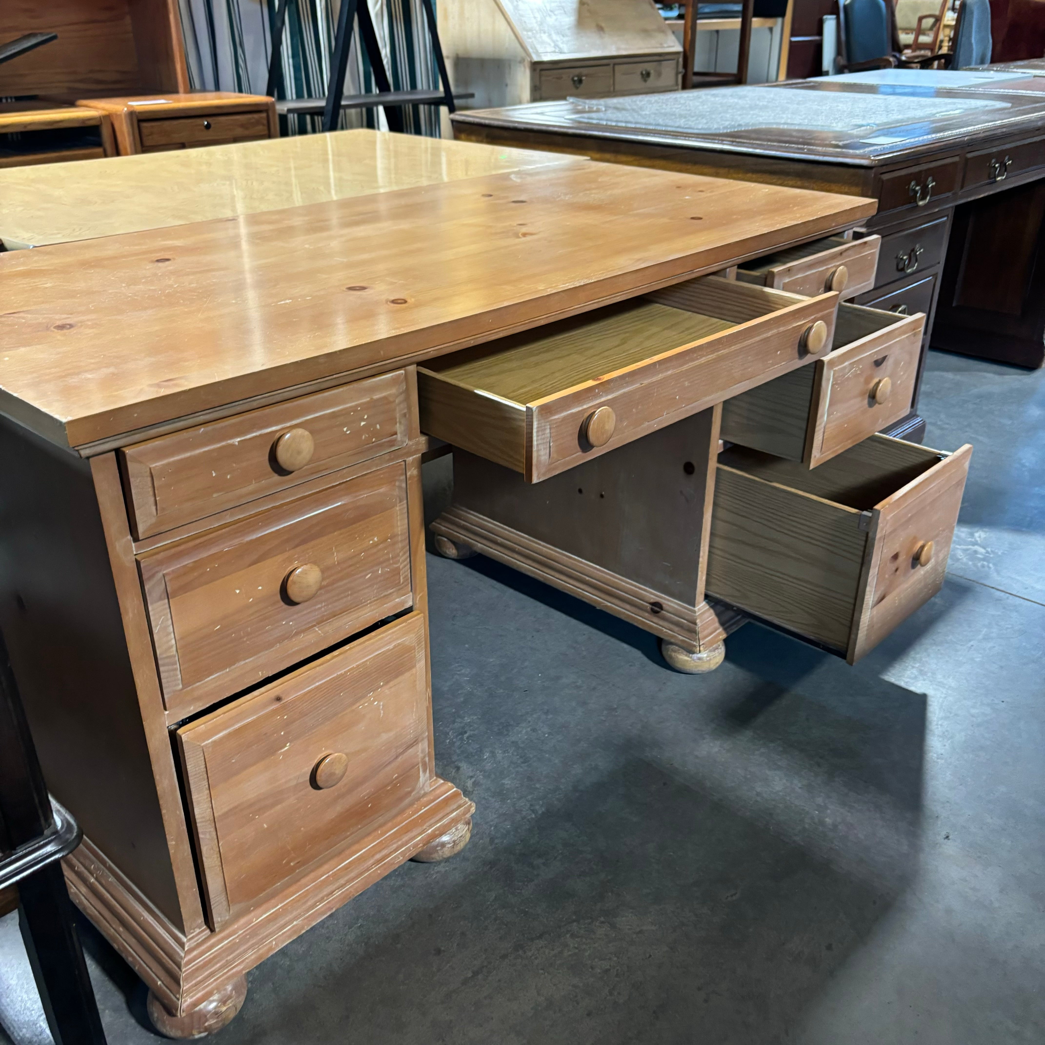 Solid Wood 7 Drawer Desk 56"x 26"x 29.5"