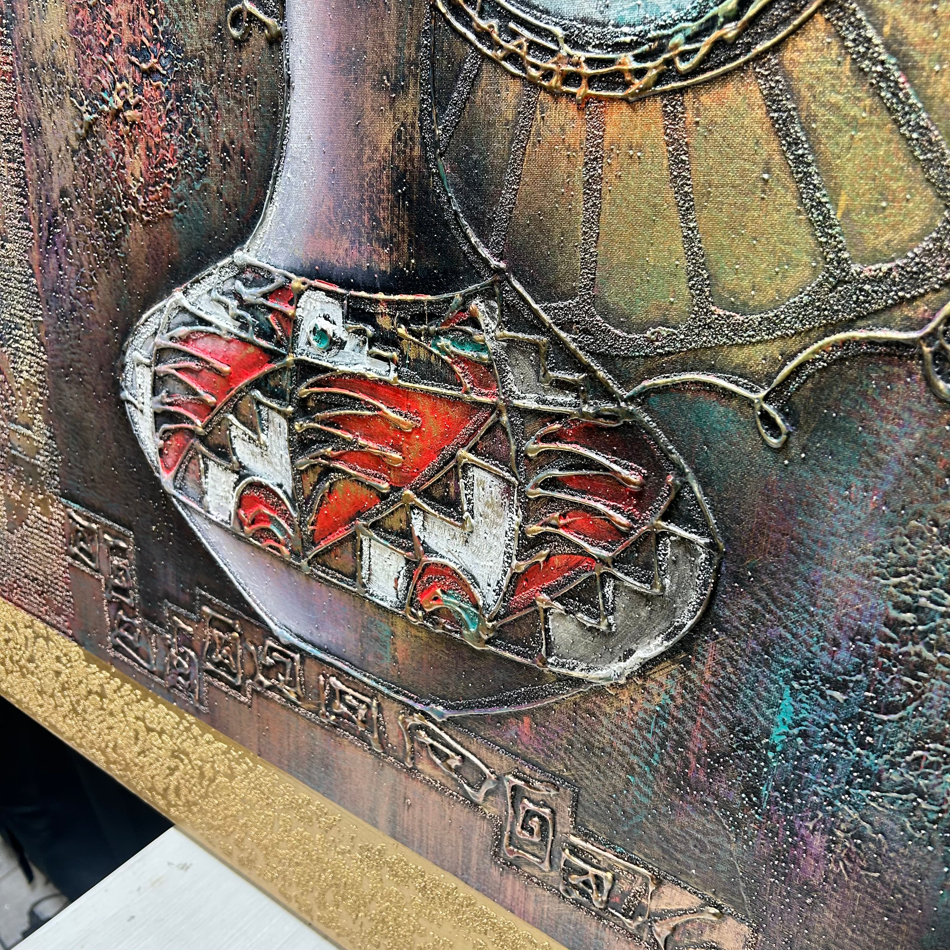 James Eagle Mixed Media Signed 50"x 40"
