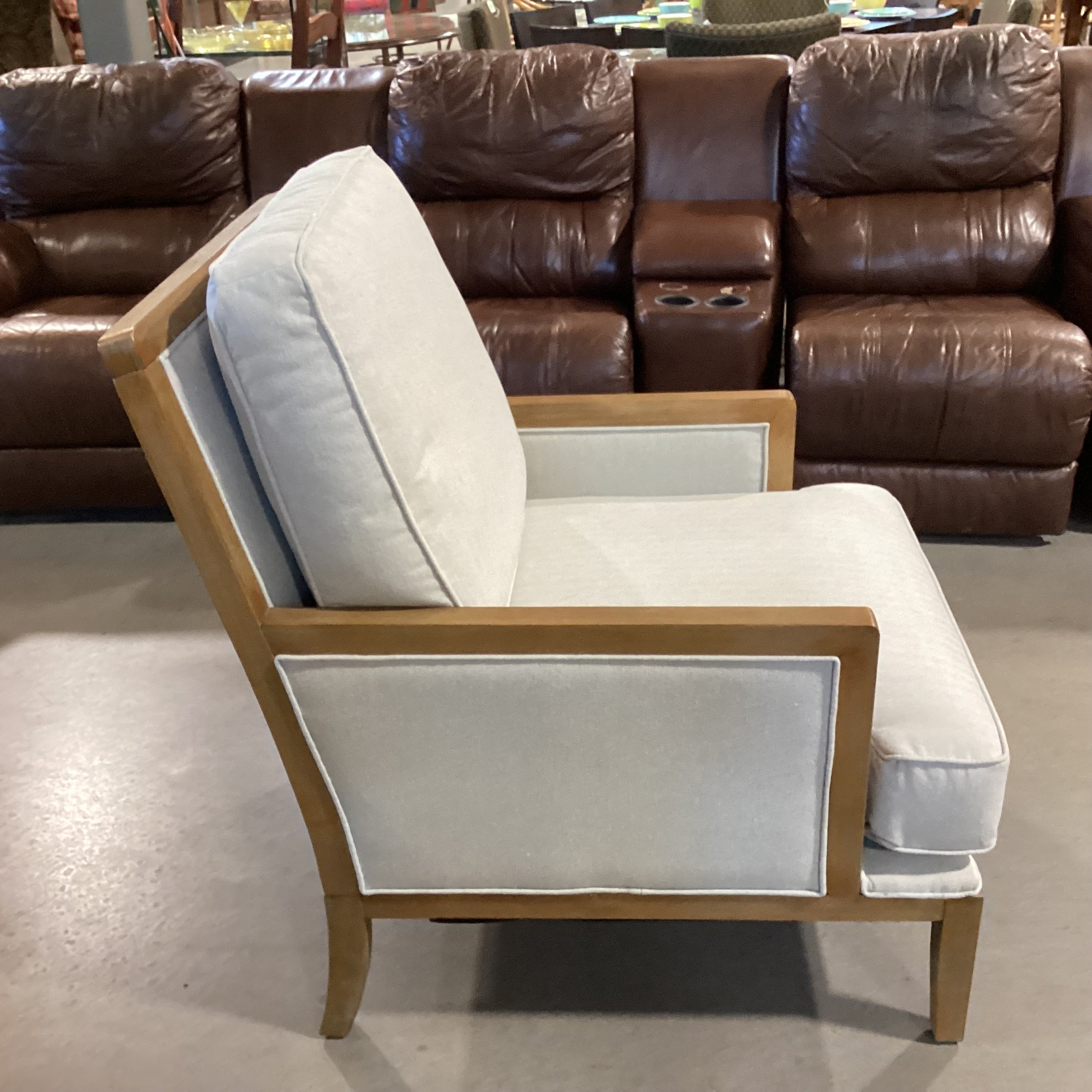 Living Style Furniture Cream Woven & Distressed Wood Chair 30"x 36"x 37"