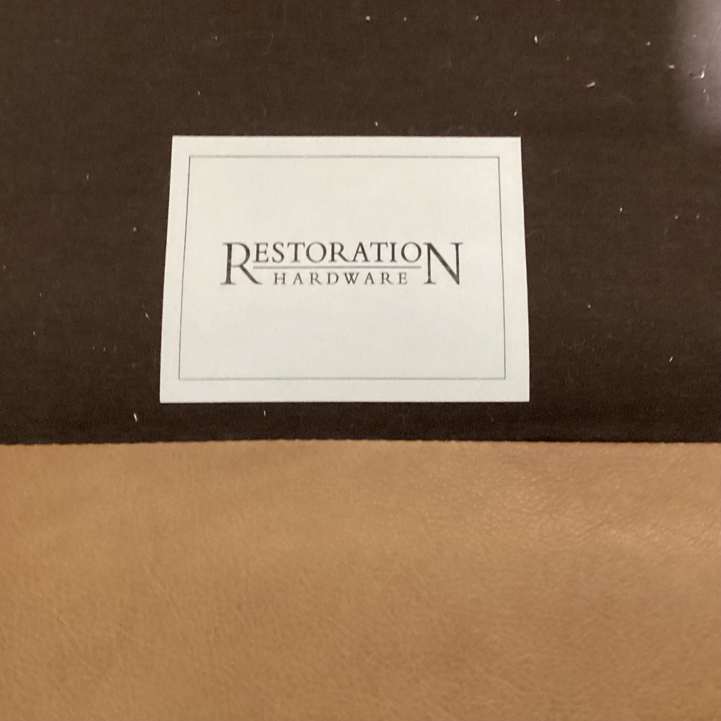 Restoration Hardware Tan Leather Nailhead Down Mix 2 Piece Sectional 145"x 112"x 44"x 31"