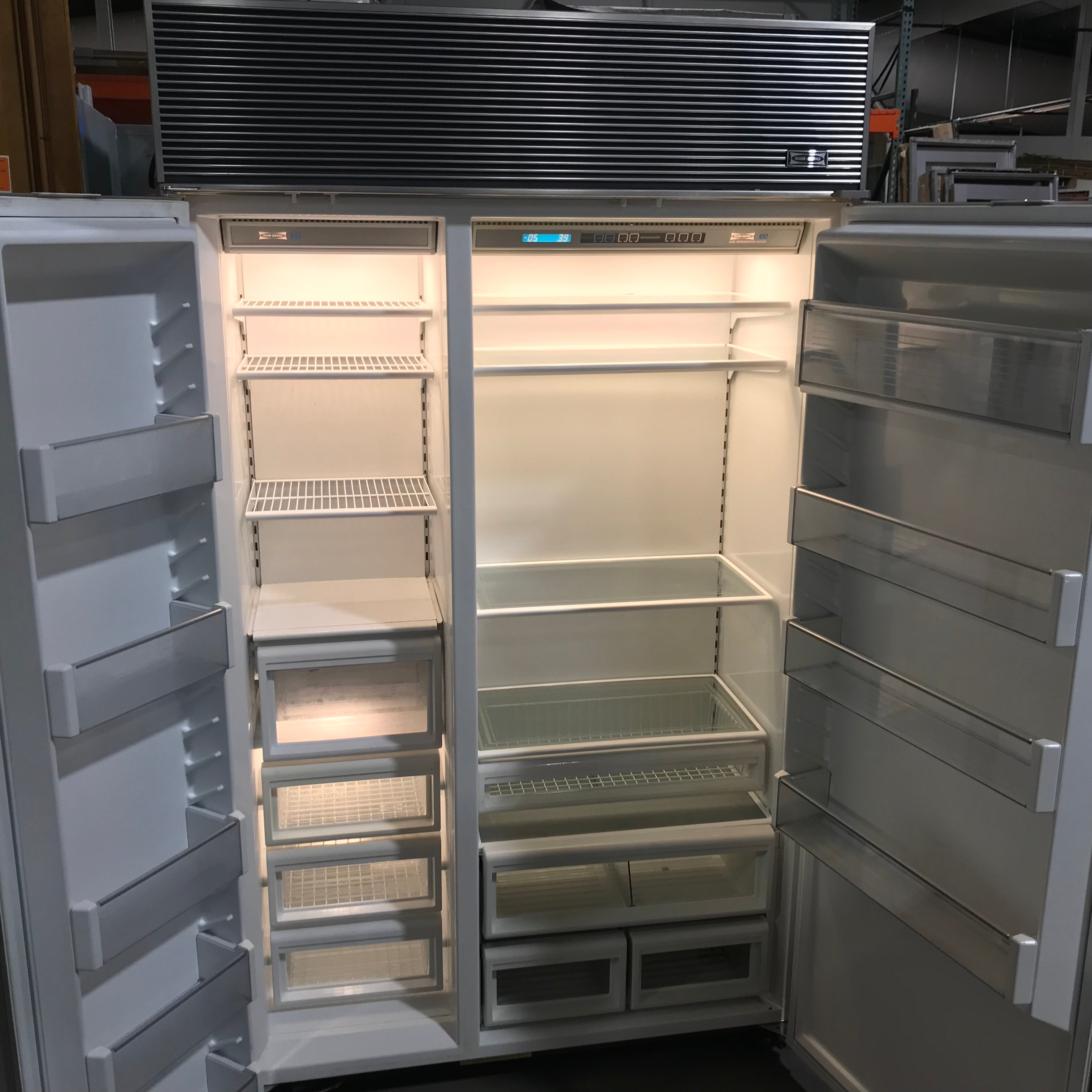 Sub-Zero 632 Wood Paneled Doors Side-By-Side Refrigerator 48"x 25"x 84"