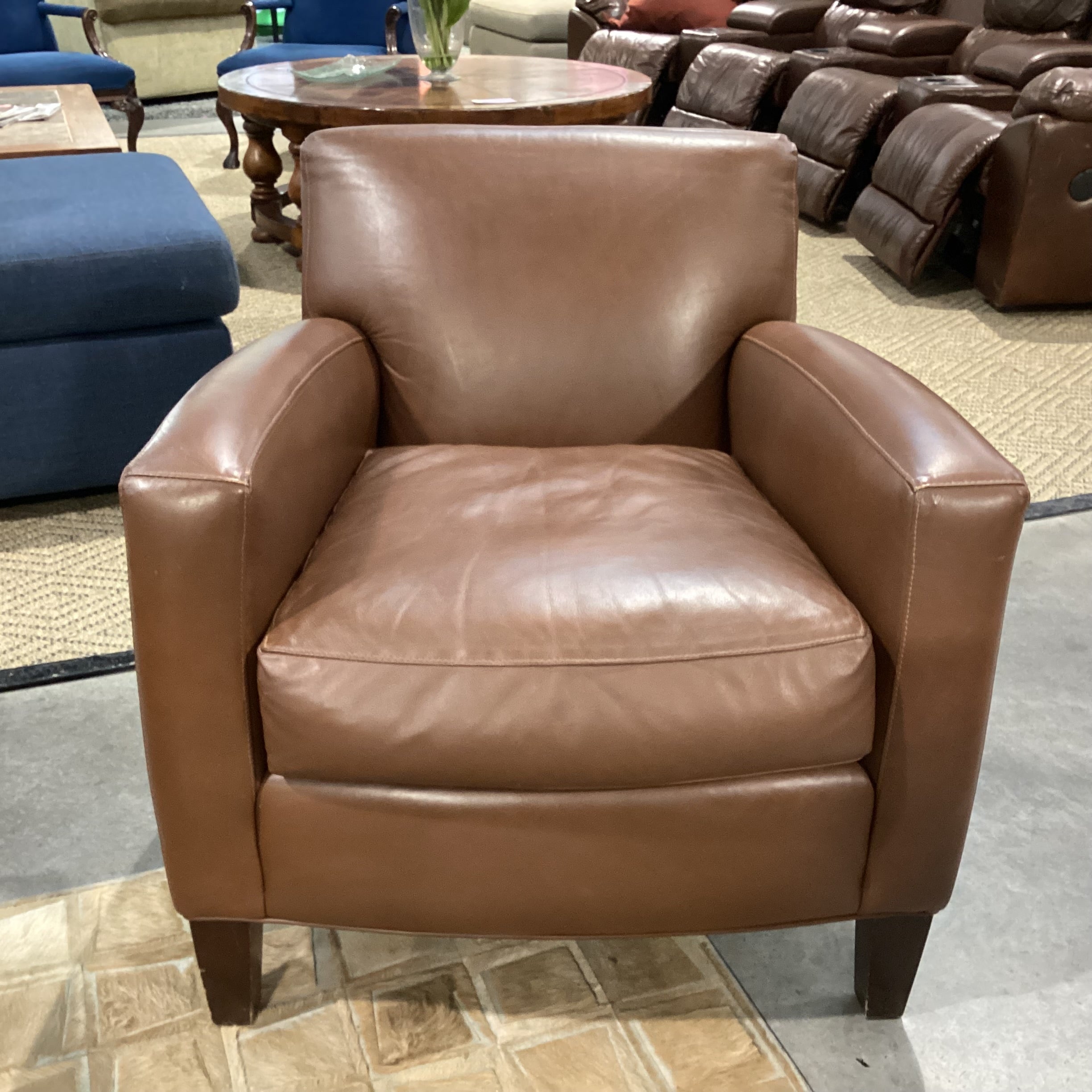 Room & Board Brown Leather Club Chair 31"x 33"x 30"