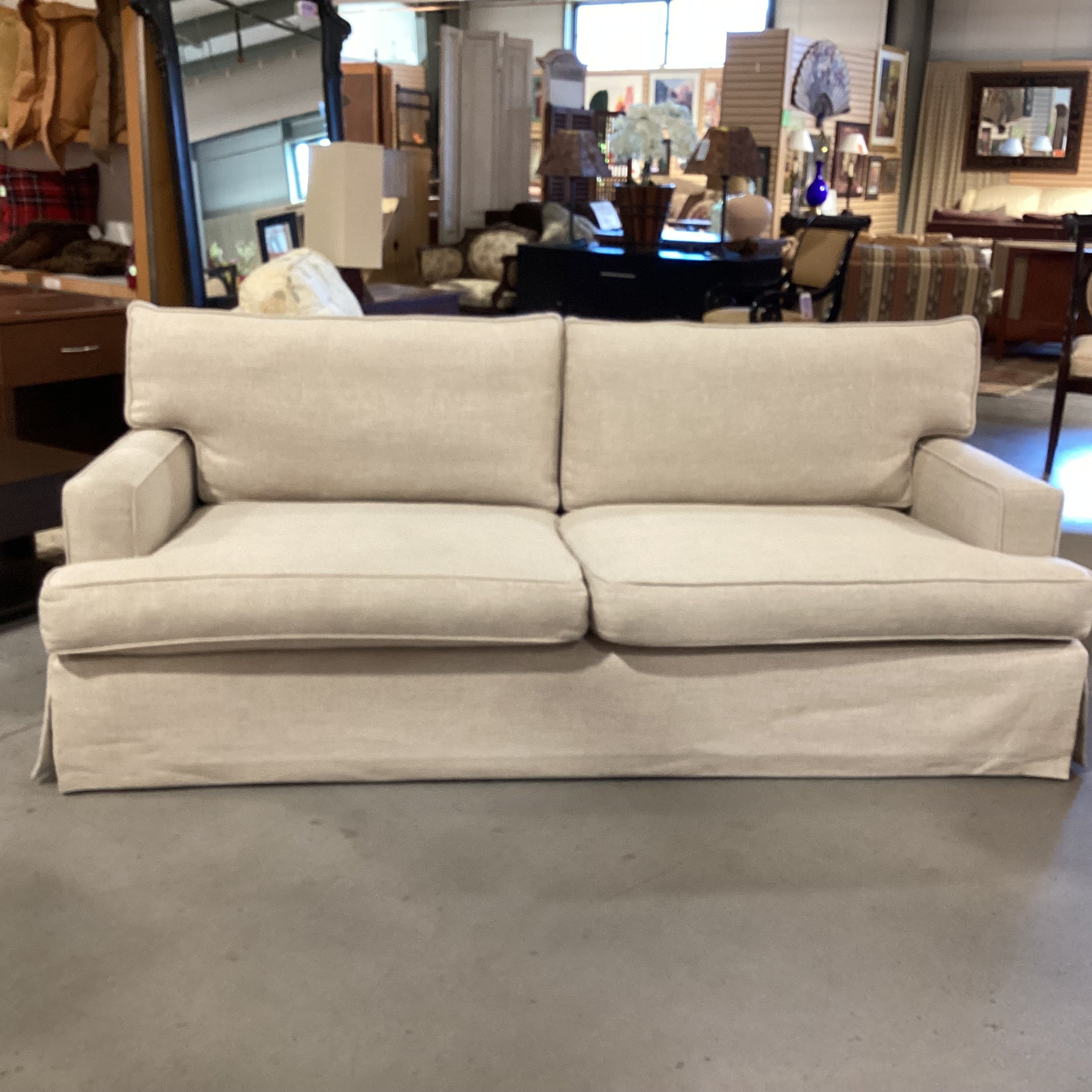 Barclay Buttera Home Los Angeles Oatmeal Heavy Texture Woven Down Mix Custom Sofa 85"x 41"x 32"