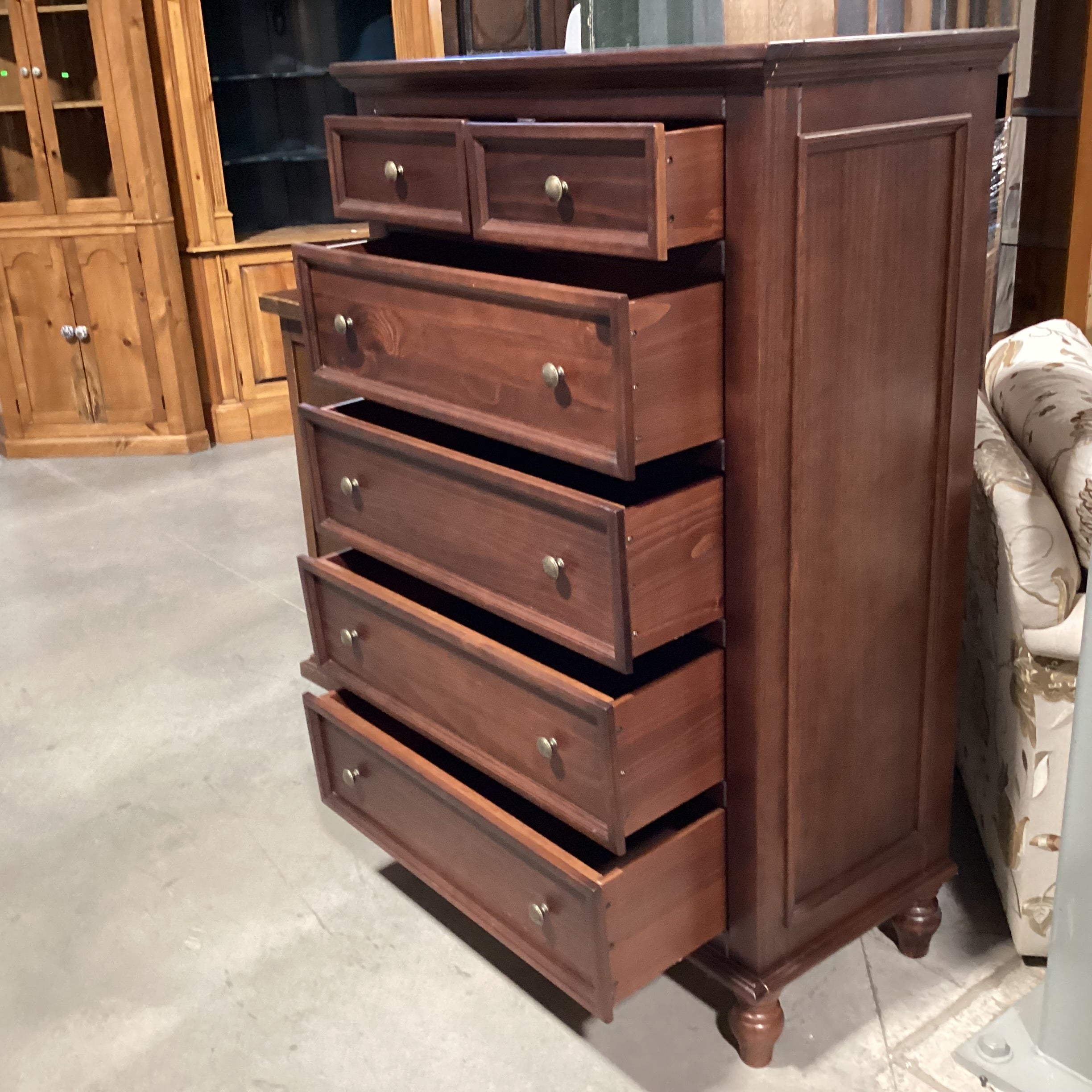 Ballard Designs Made in Brazil Dark Finish Wood 6 Drawer Chest 36.5"x 18"x 56"