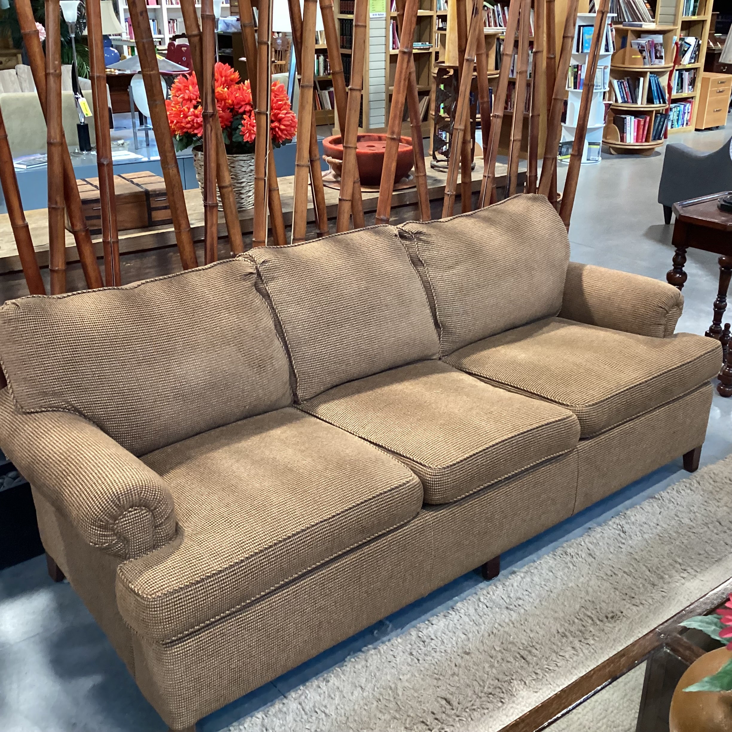 Brown & Tan Wool Blend Woven Sofa 84"x 35"x 32"
