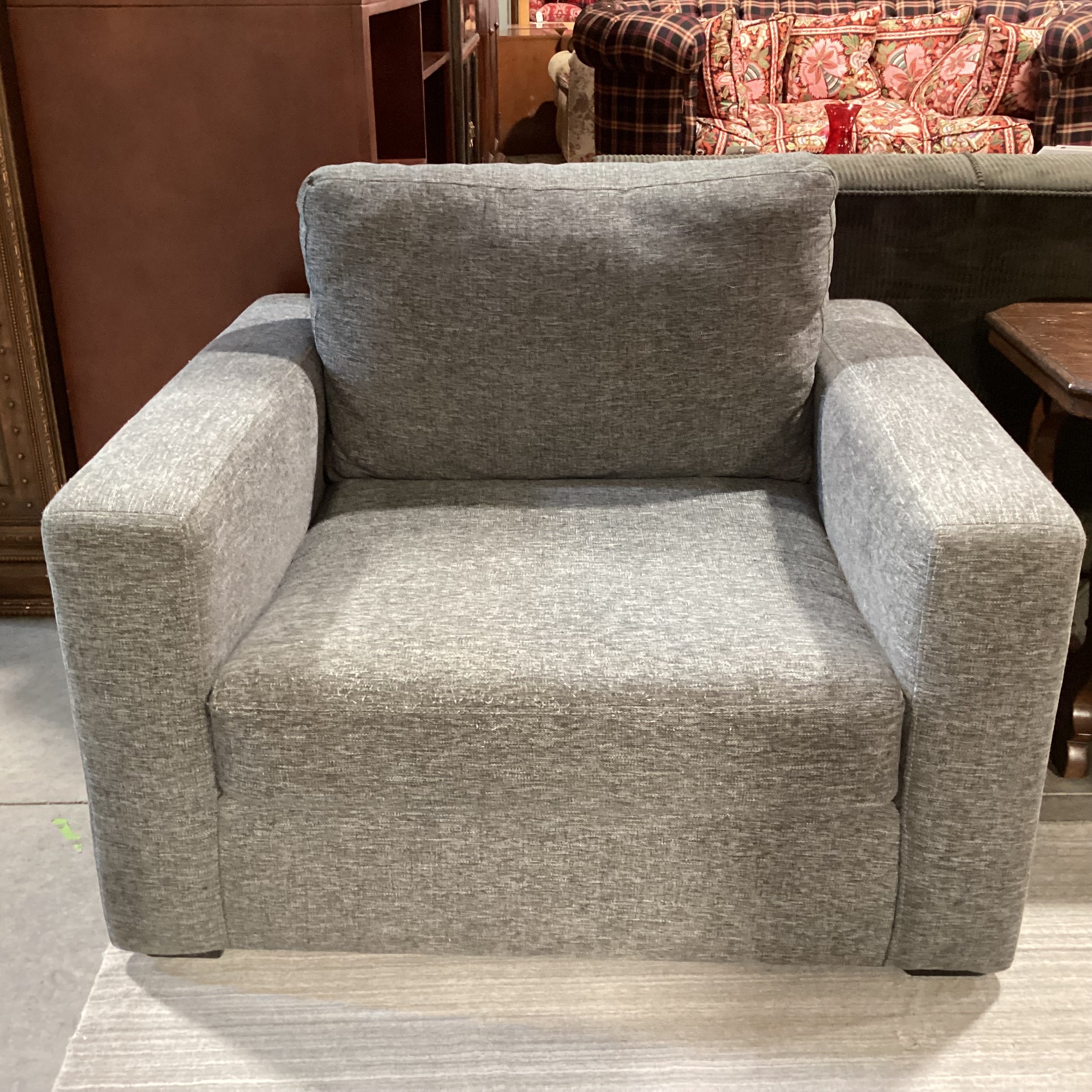 Heather Grey Woven Track Arm Oversized Chair 45"x 41"x 30"
