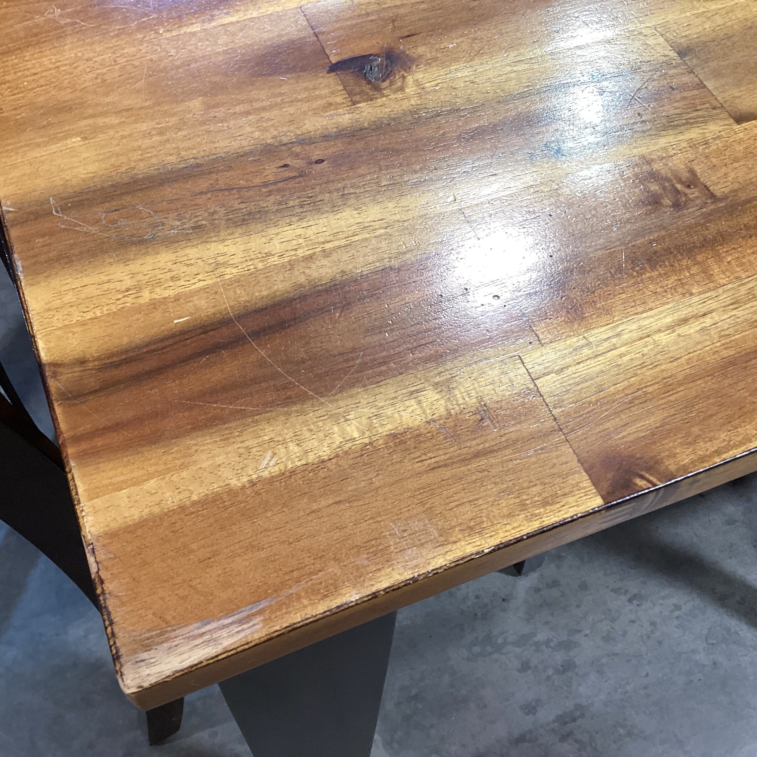 Light & Dark Finished Wood Table with 4 Chairs Dining Set 60"x 36"x 30"