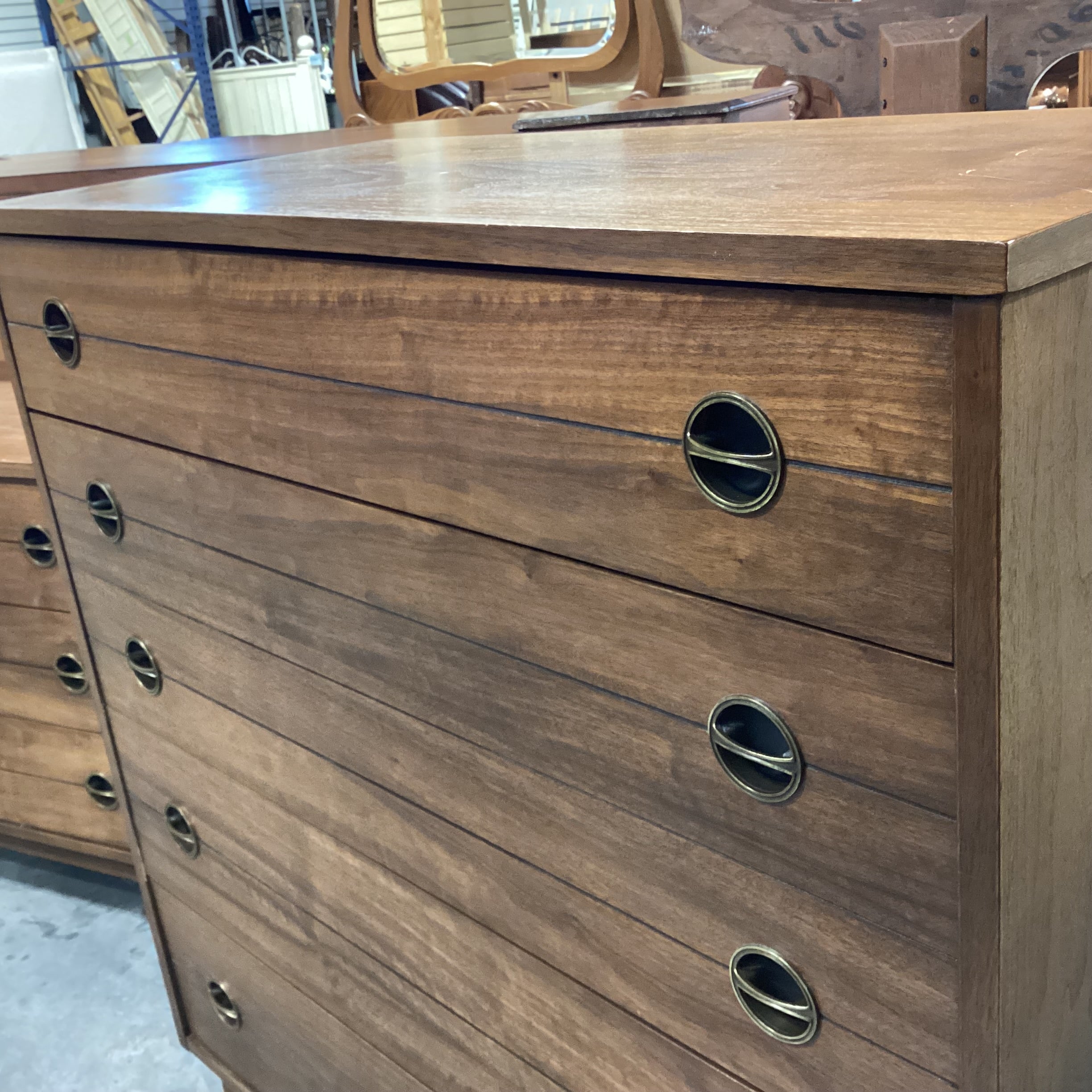 Mid Century Walnut 4 Drawer Chest 38"x 18"x 43.5"