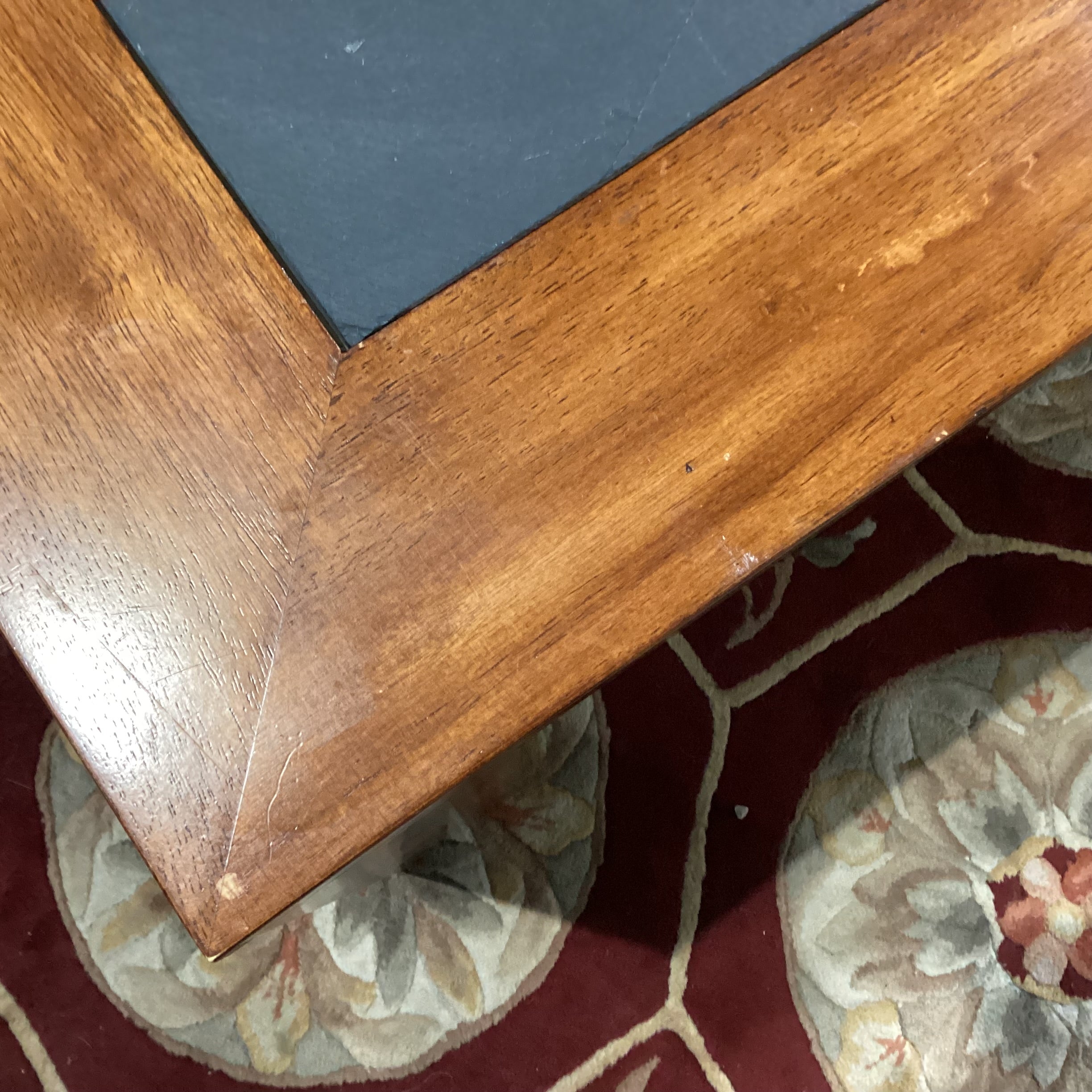 Finished Wood with Slate Tile Inset Coffee Table 42"x 48"x 19"