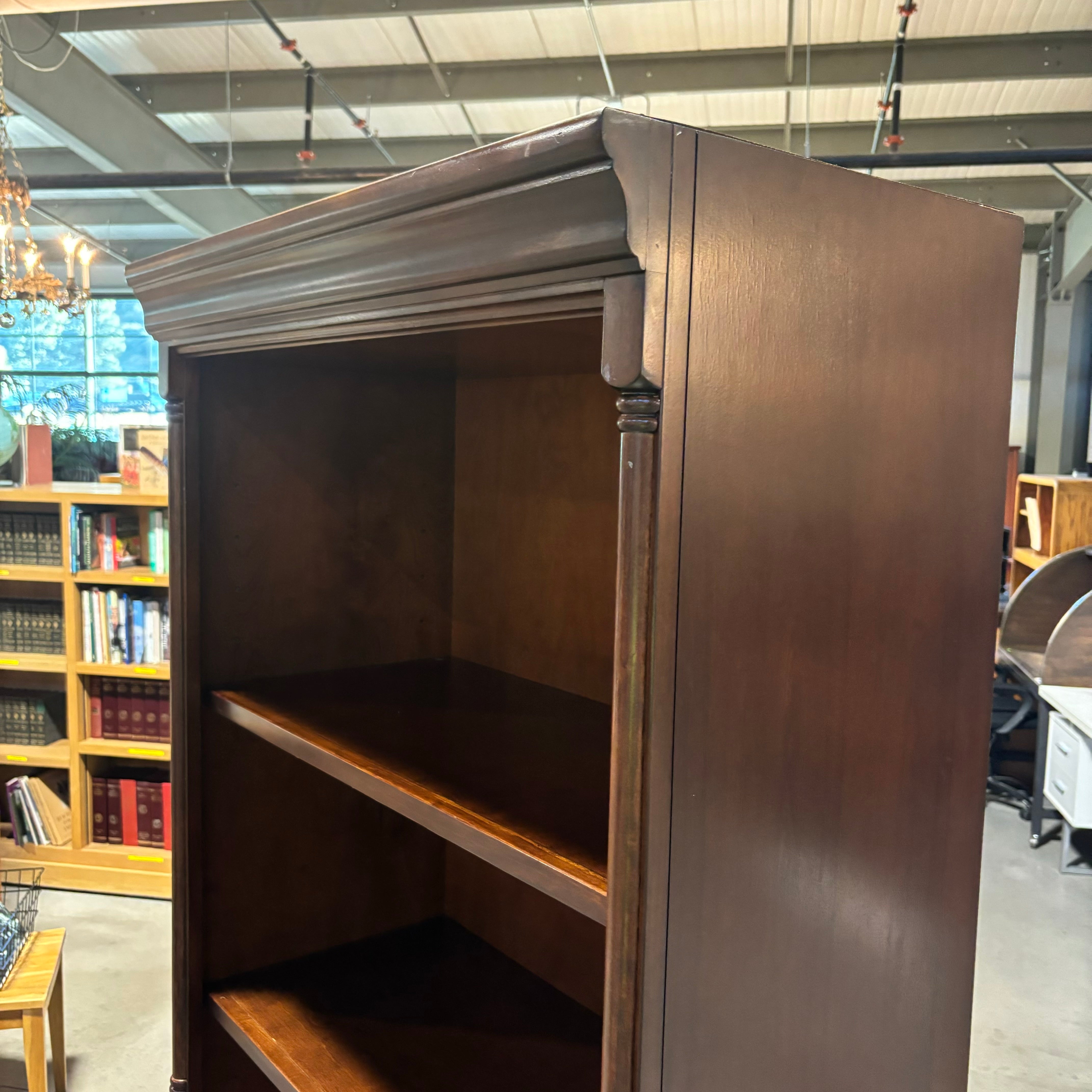 Kathy Ireland Home Dark Finish Solid Wood 4 Shelf Solid Wood 4 Shelf Adjustable Bookcase 34"x 18"x 80"