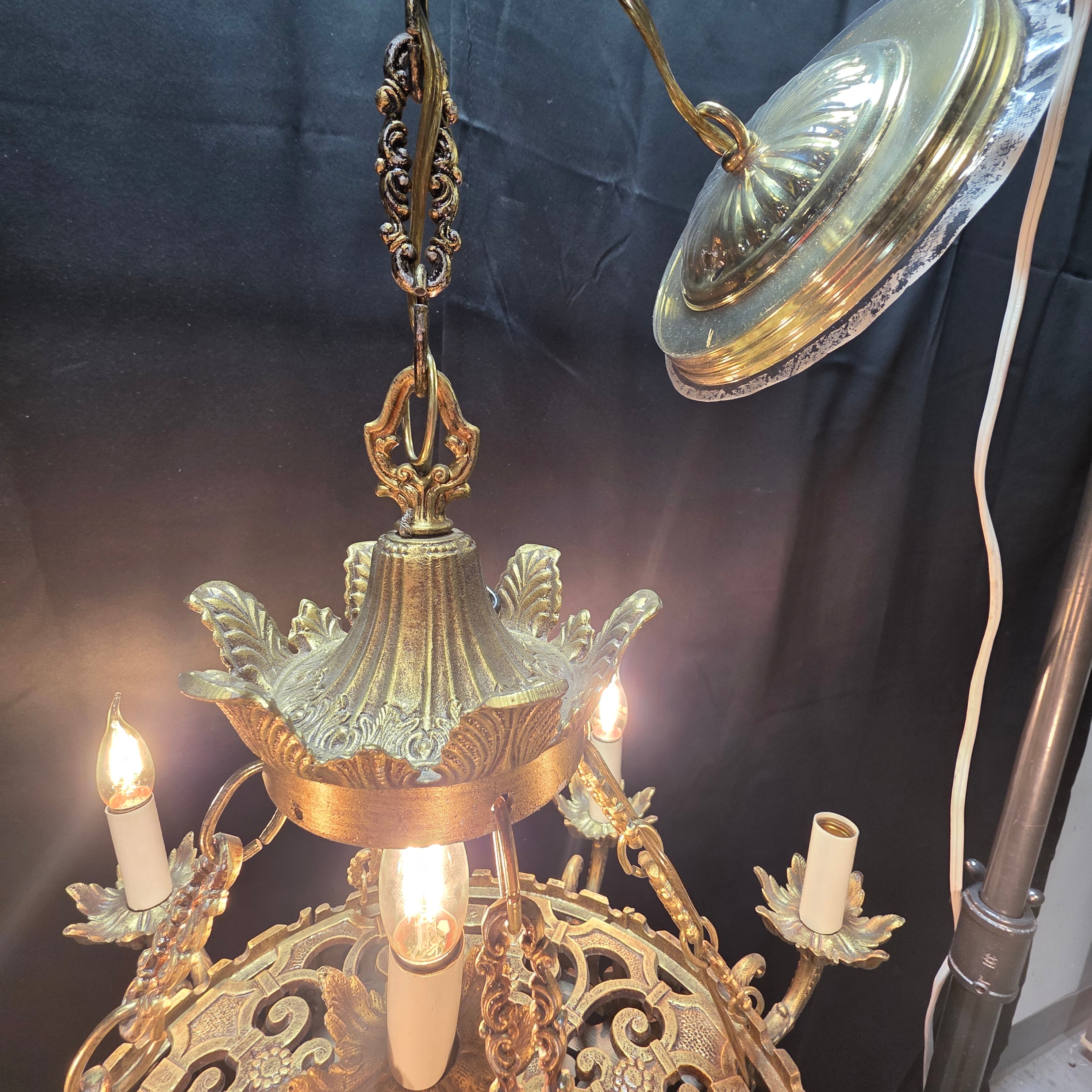 Mid Century Ornate French Tiered Chandelier 31"x18.5"