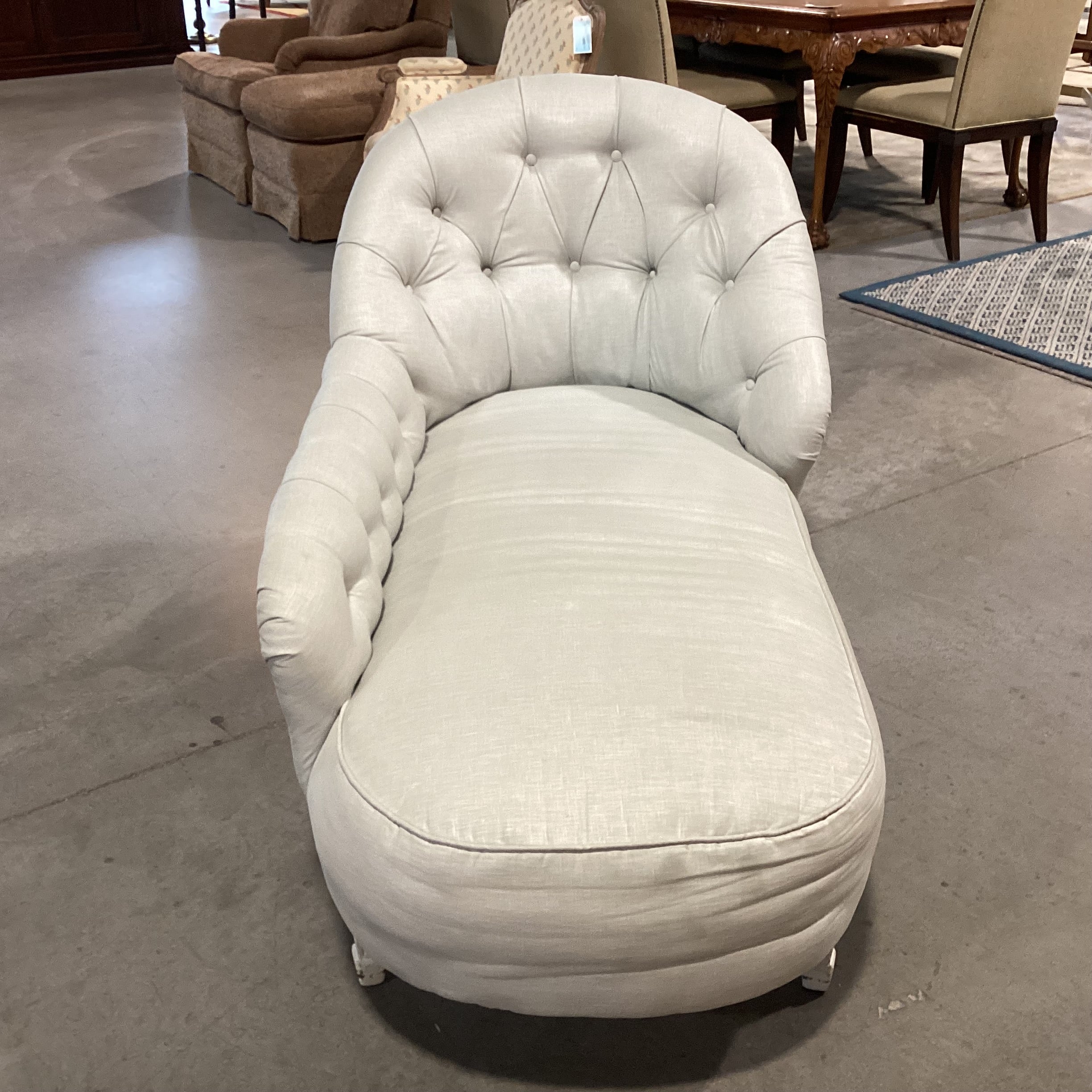 Dove Grey Linen Vintage Chaise Lounge Sofa 60"x 32"x 36"