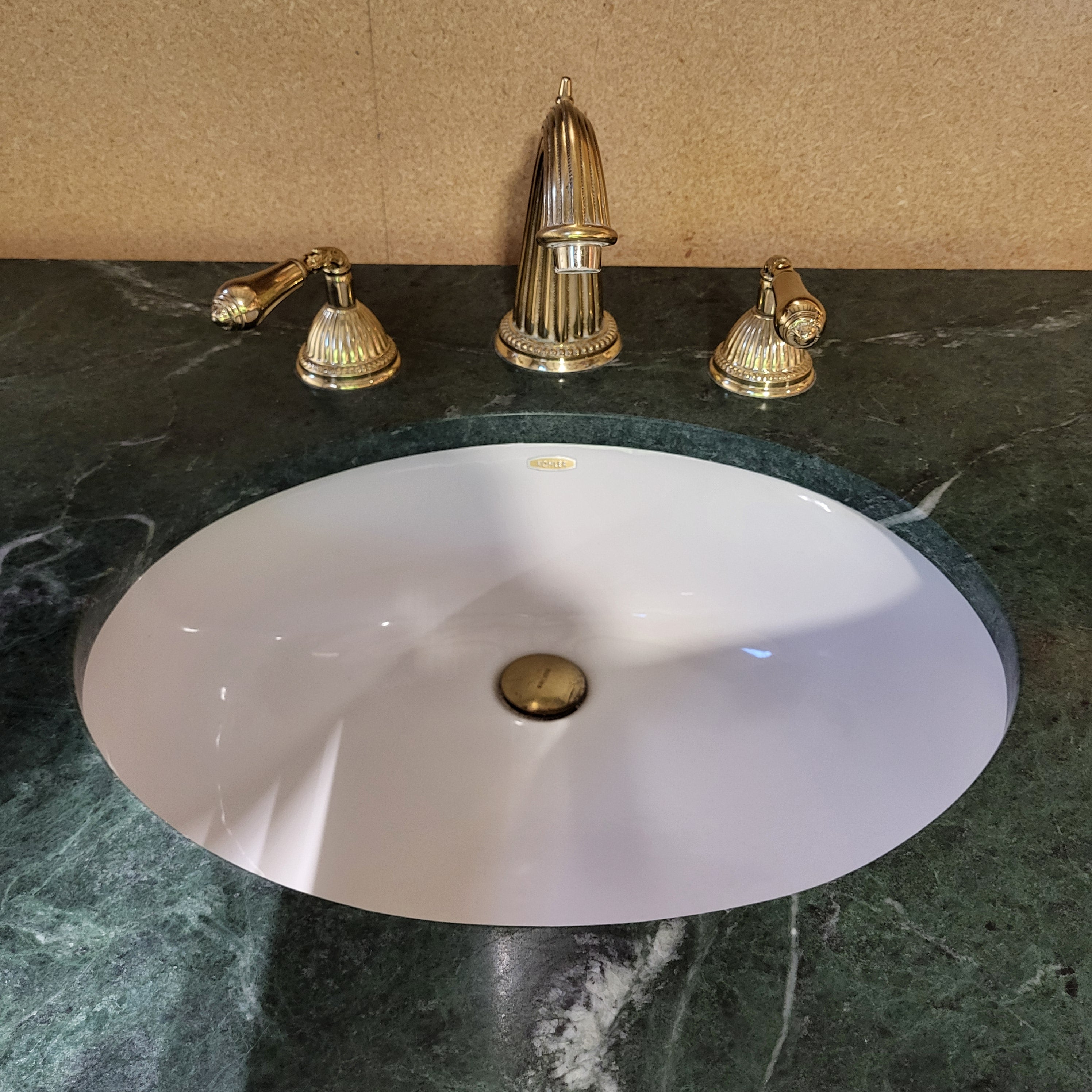 Green Granite Top 3 Drawer 4 Door with Kohler Sinks Double Sink Vanity 71.5"x 26"x 25"