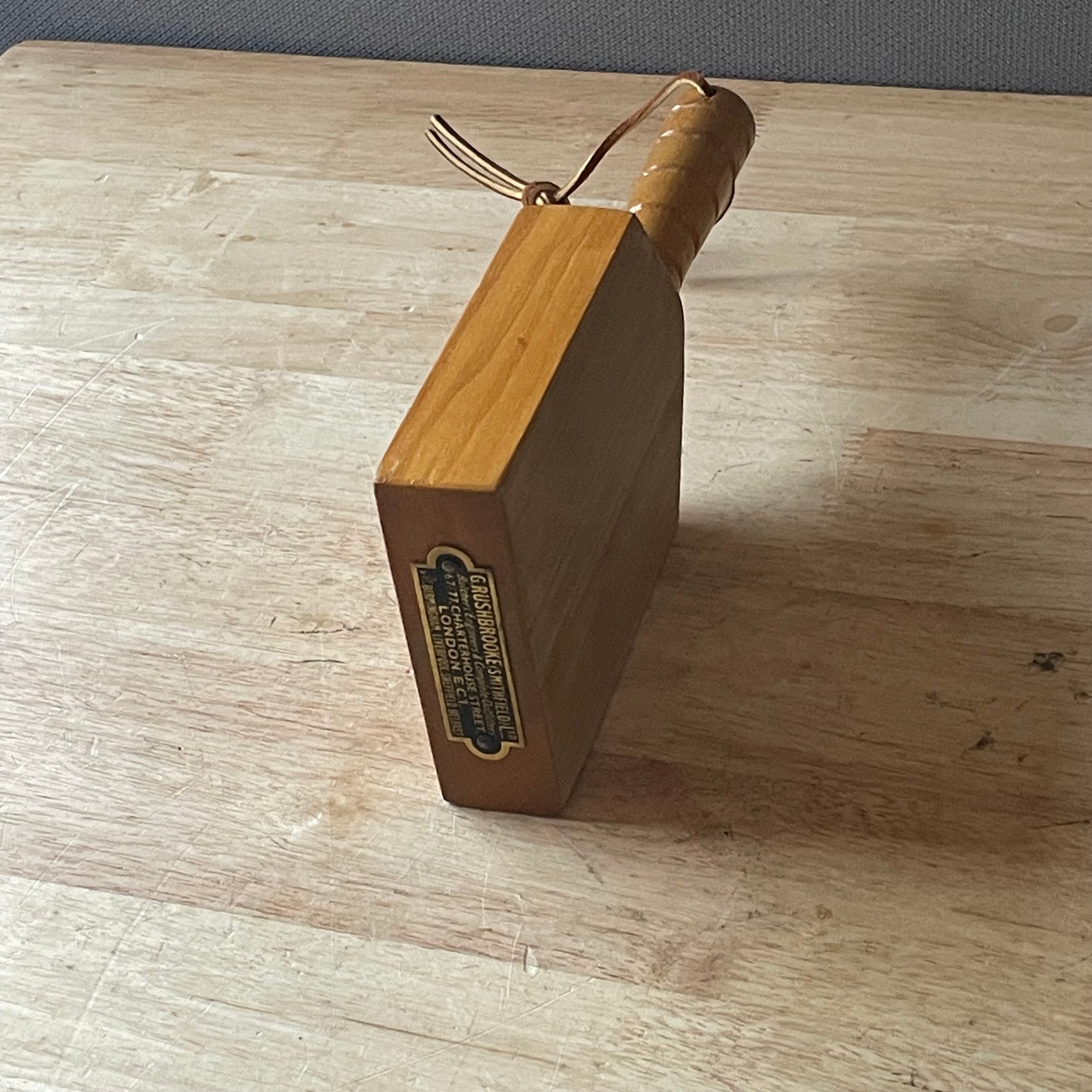 Antique 1930's G.Rushbrooke (Smithfield)Ltd Wood Butcher's Fat Beater, 4"x 1.25"x 9.5"