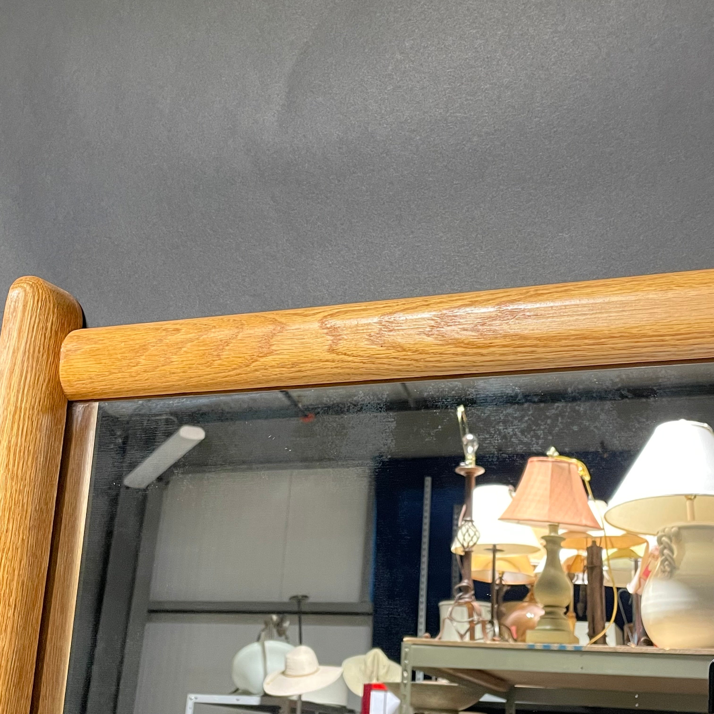 Large Rectangular MCM Wooden Wall Mirror 41" x 39"