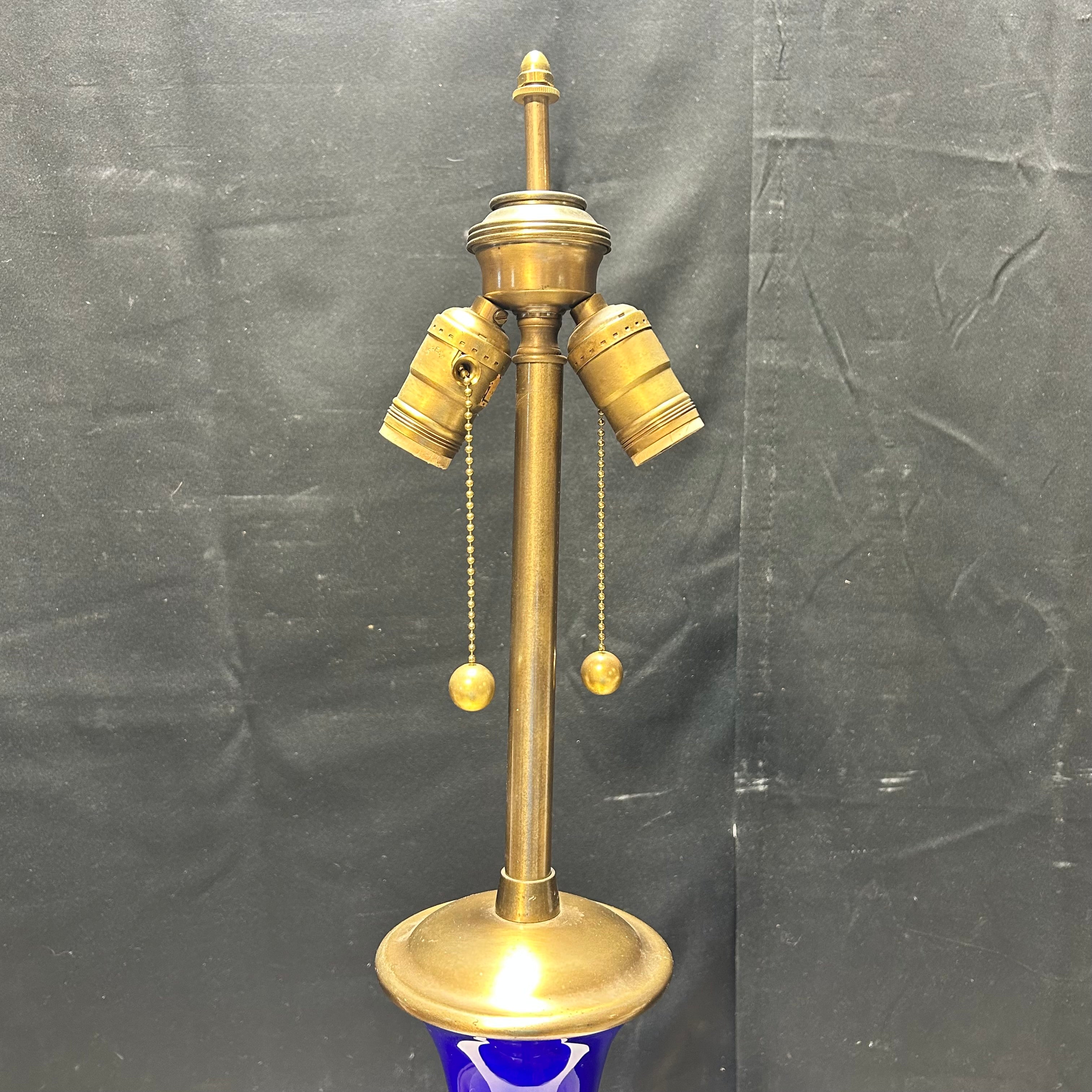 Archimede Seguso Cobalt Blue C.1960 Table Lamp 9"x 37"