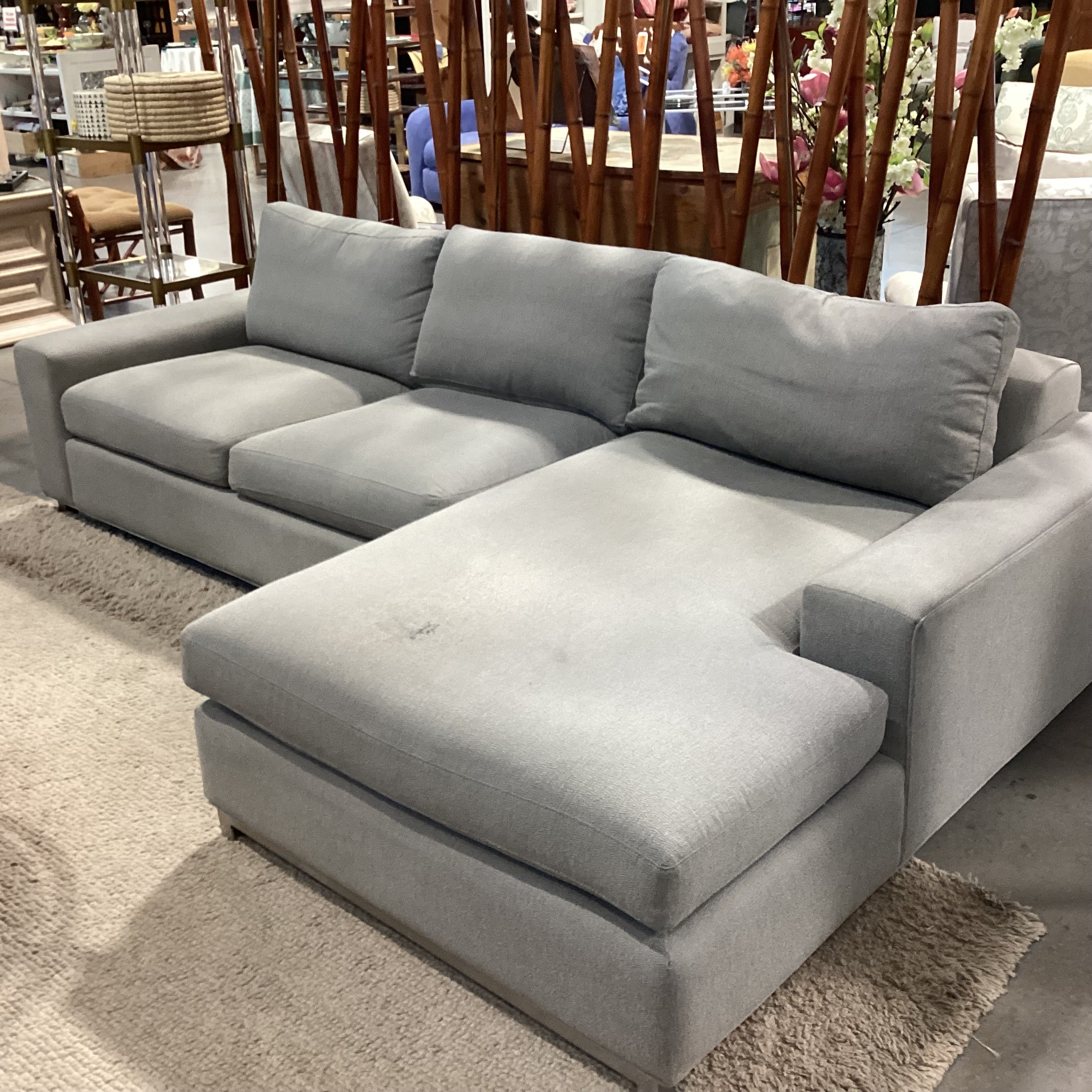 Room & Board Grey Woven 2 Piece with Chaise Modern Sectional 106"x 65"x 42"x 24"