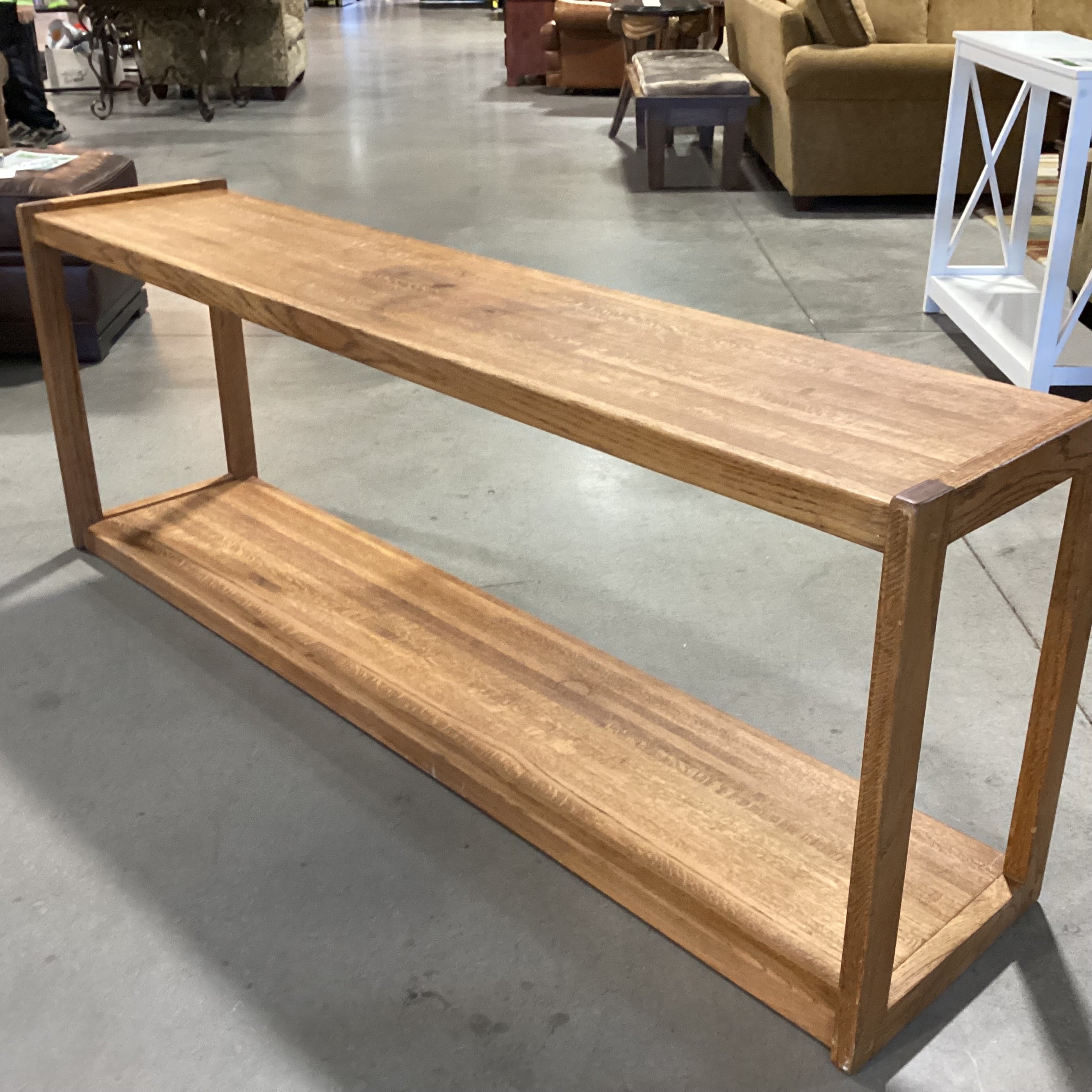 Solid Oak 2 Tiered Console Sofa Table 71.5"x 16"x 26"