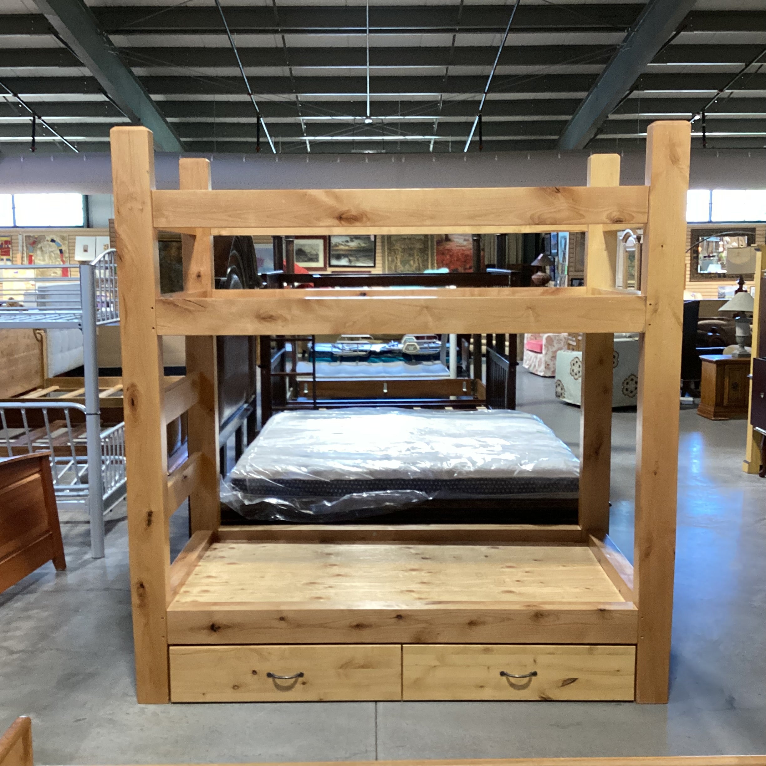 Twin Over Twin Solid Wood with 2 Drawer Storage Bunk Bed Set 46"x 84"x 88"